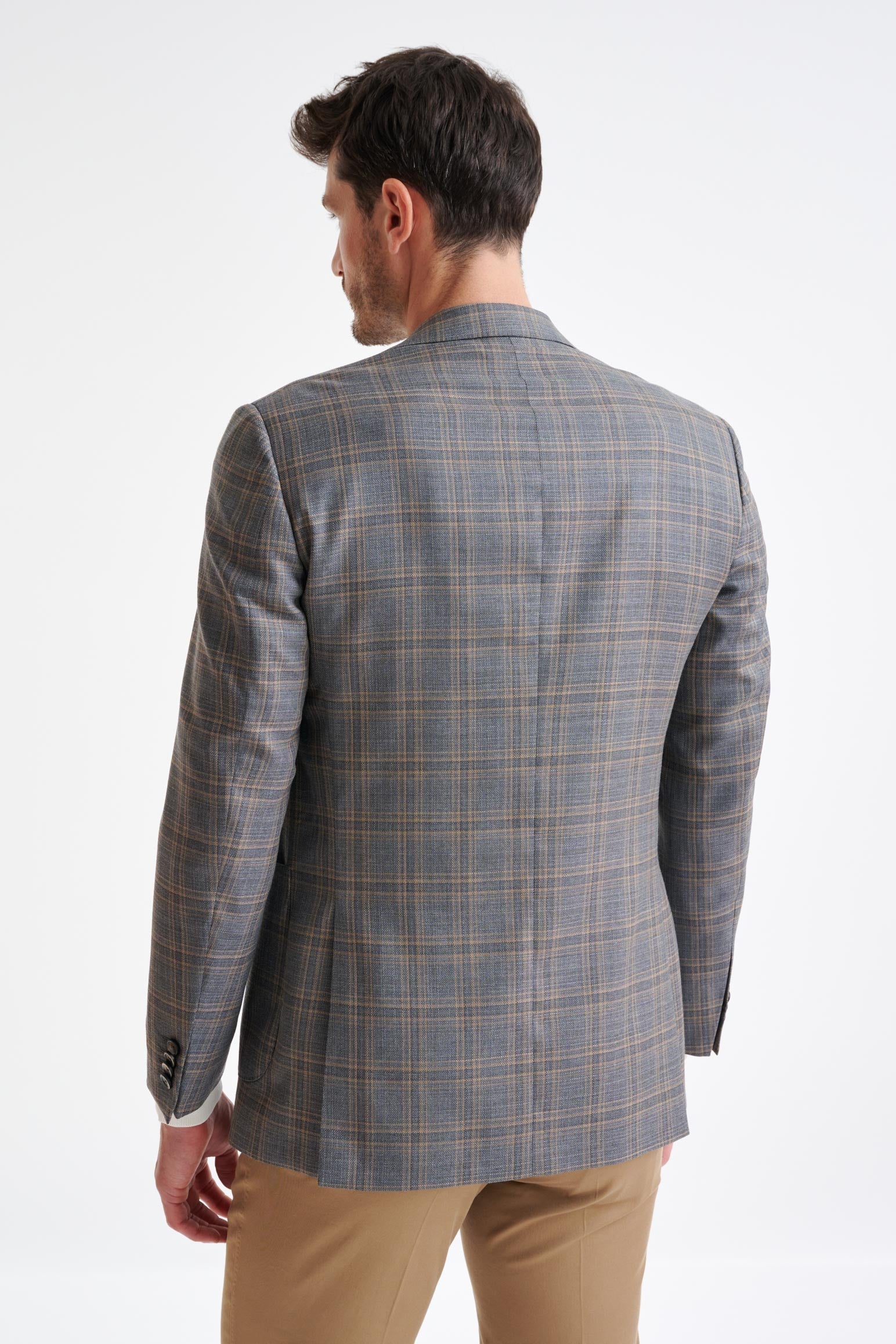 Grey Check Super 130's Wool Soho Jacket Mosaic — detail 7