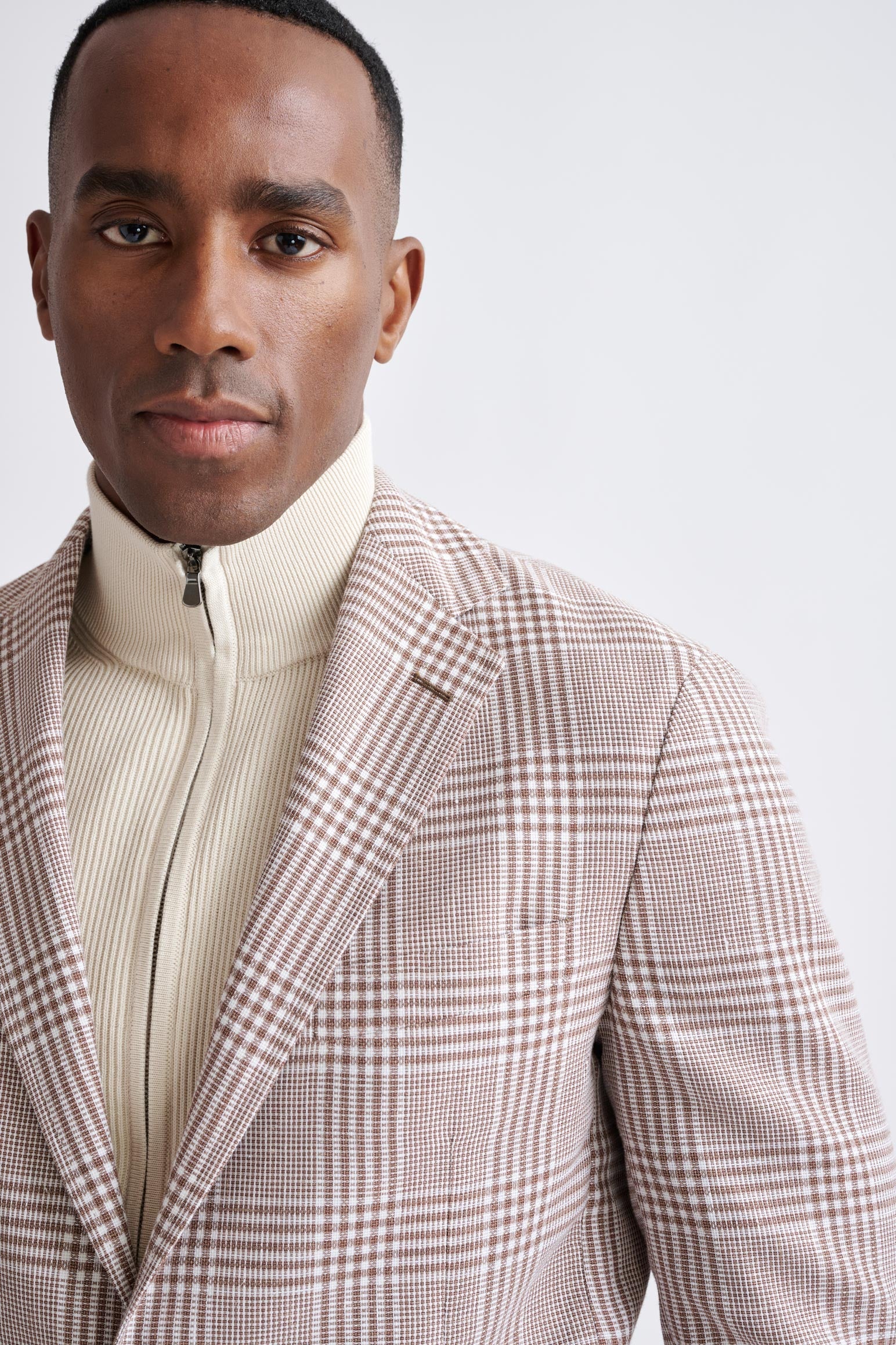 Brown Off White Linen & Wool Kenton Jacket Amalfi Trend — detail 5