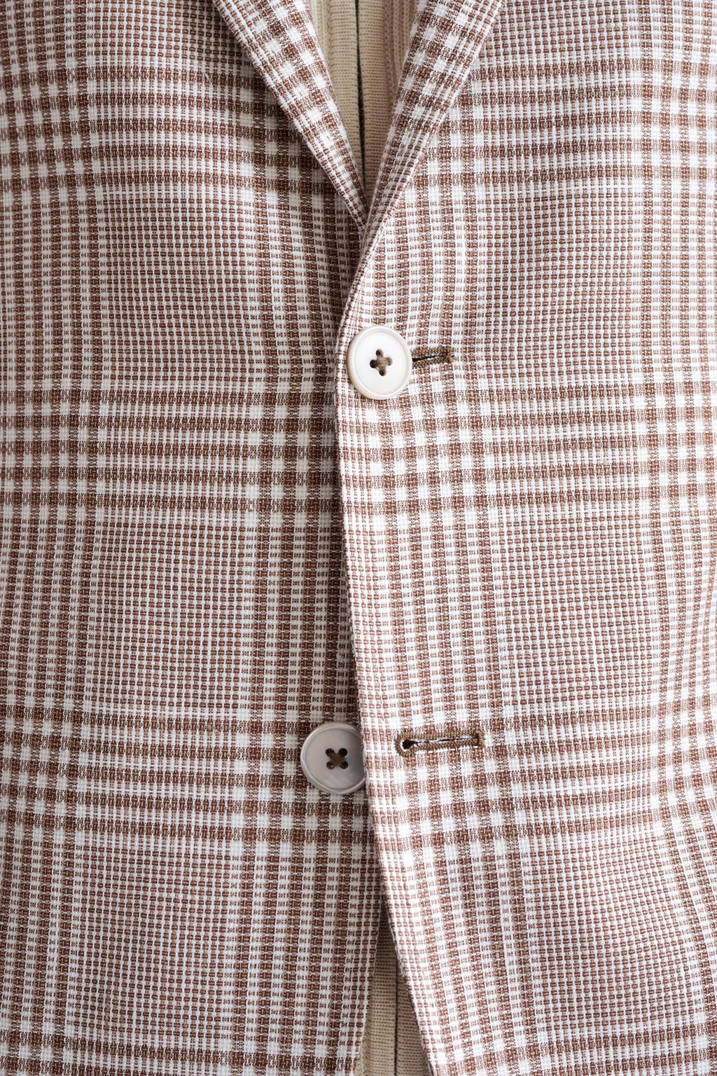 Brown Off White Linen & Wool Kenton Jacket Amalfi Trend — detail 2