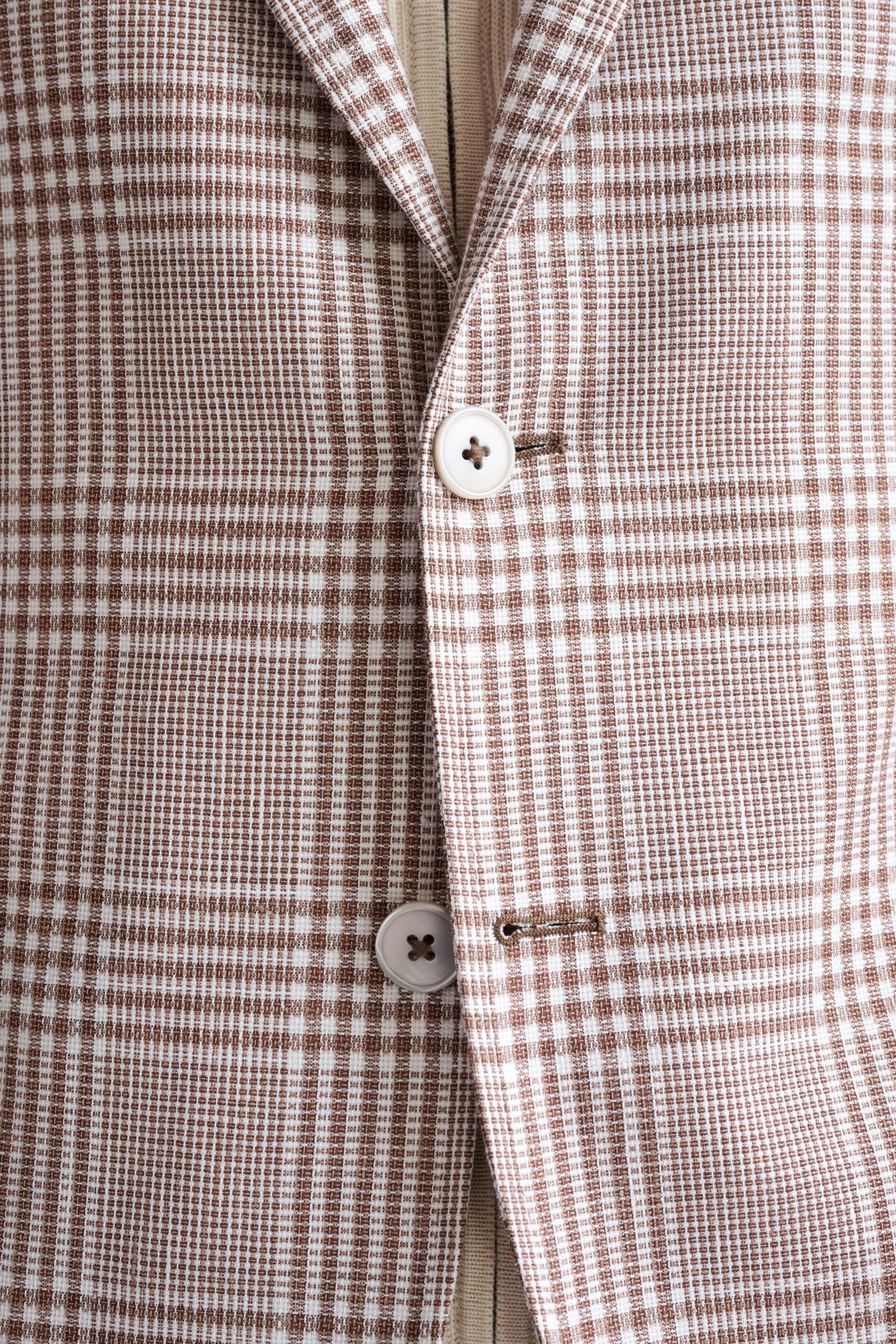 Brown Off White Linen & Wool Kenton Jacket Amalfi Trend — detail 2