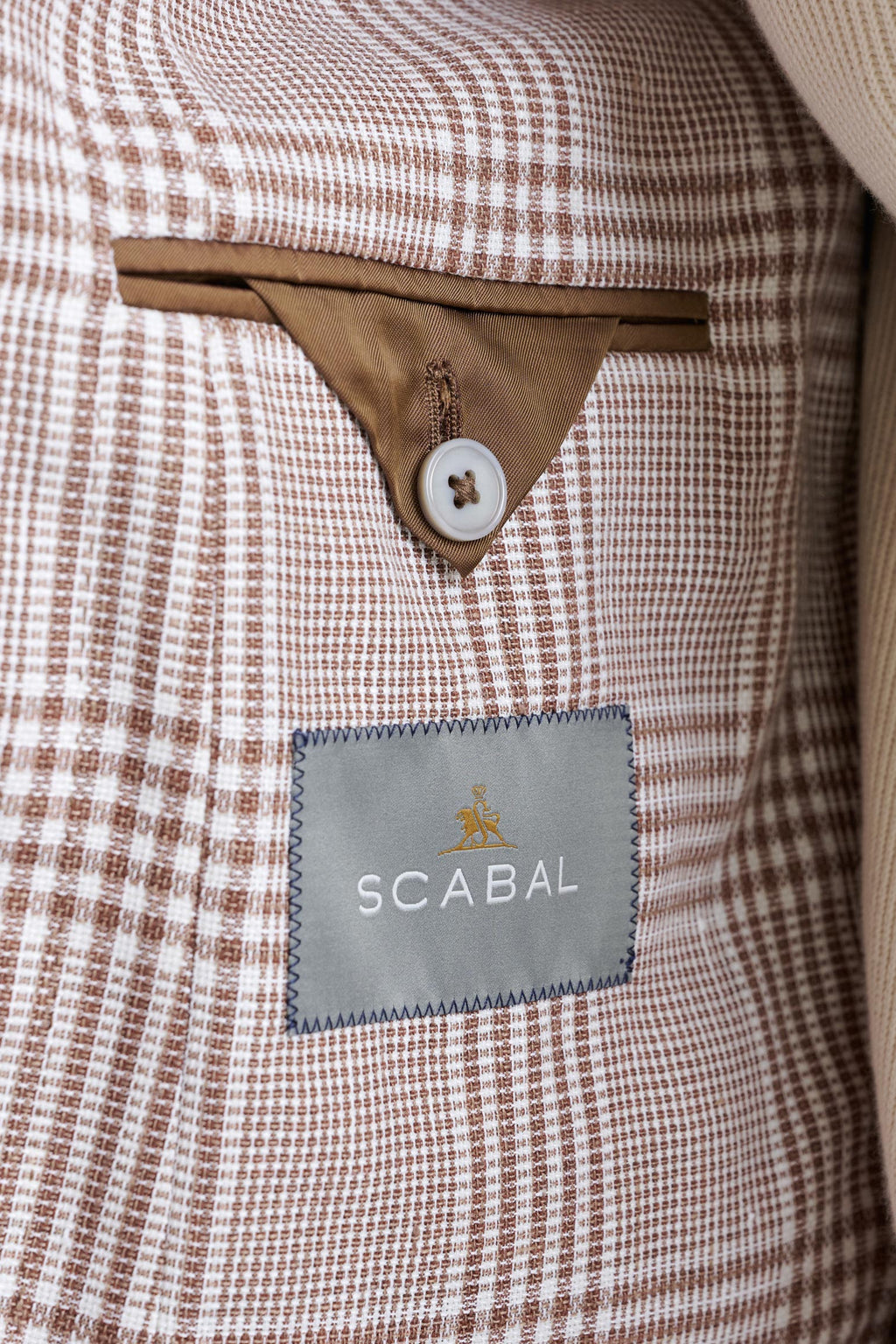Brown Off White Linen & Wool Kenton Jacket Amalfi Trend — detail 4