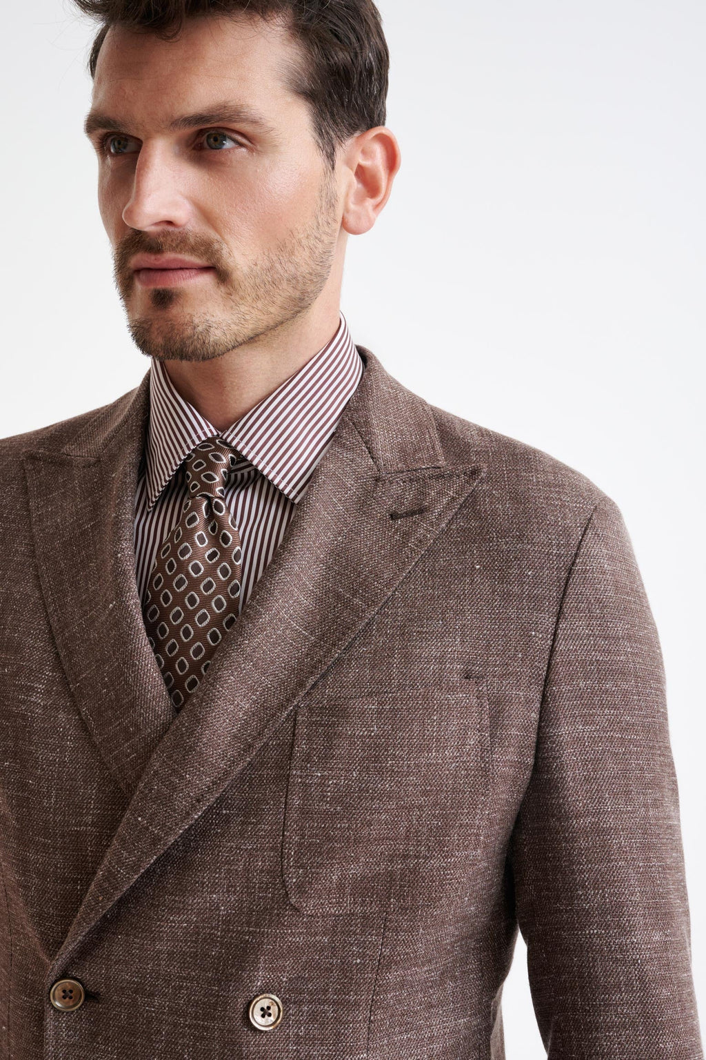 Brown Wool & Silk Kenton Jacket Amalfi Trend — detail 6