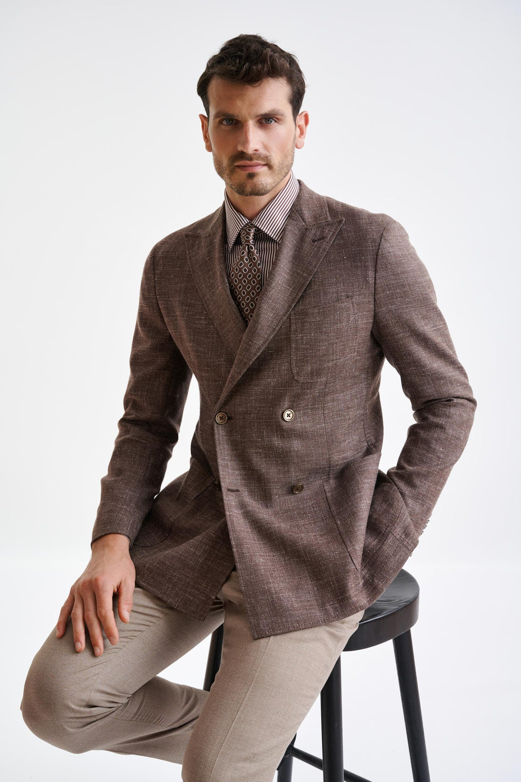 Brown Wool & Silk Kenton Jacket Amalfi Trend — detail 5