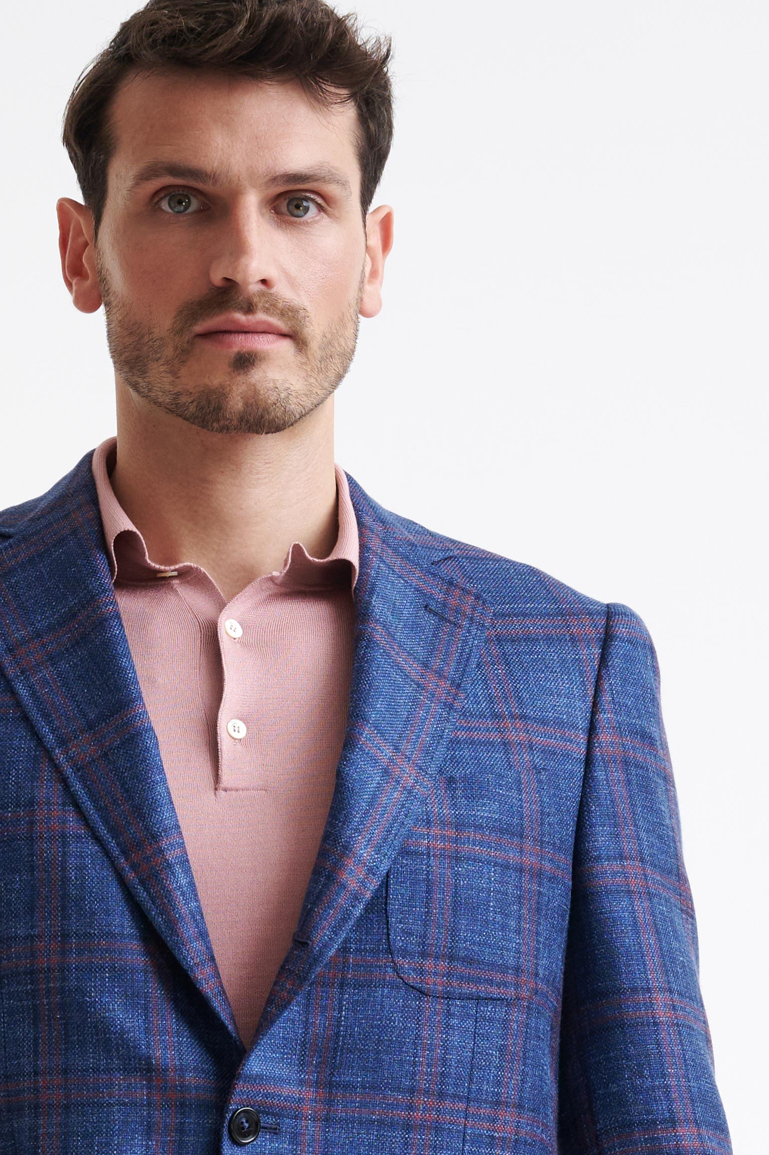 Dark Blue Wool & Silk Soho Jacket Amalfi Trend — detail 6