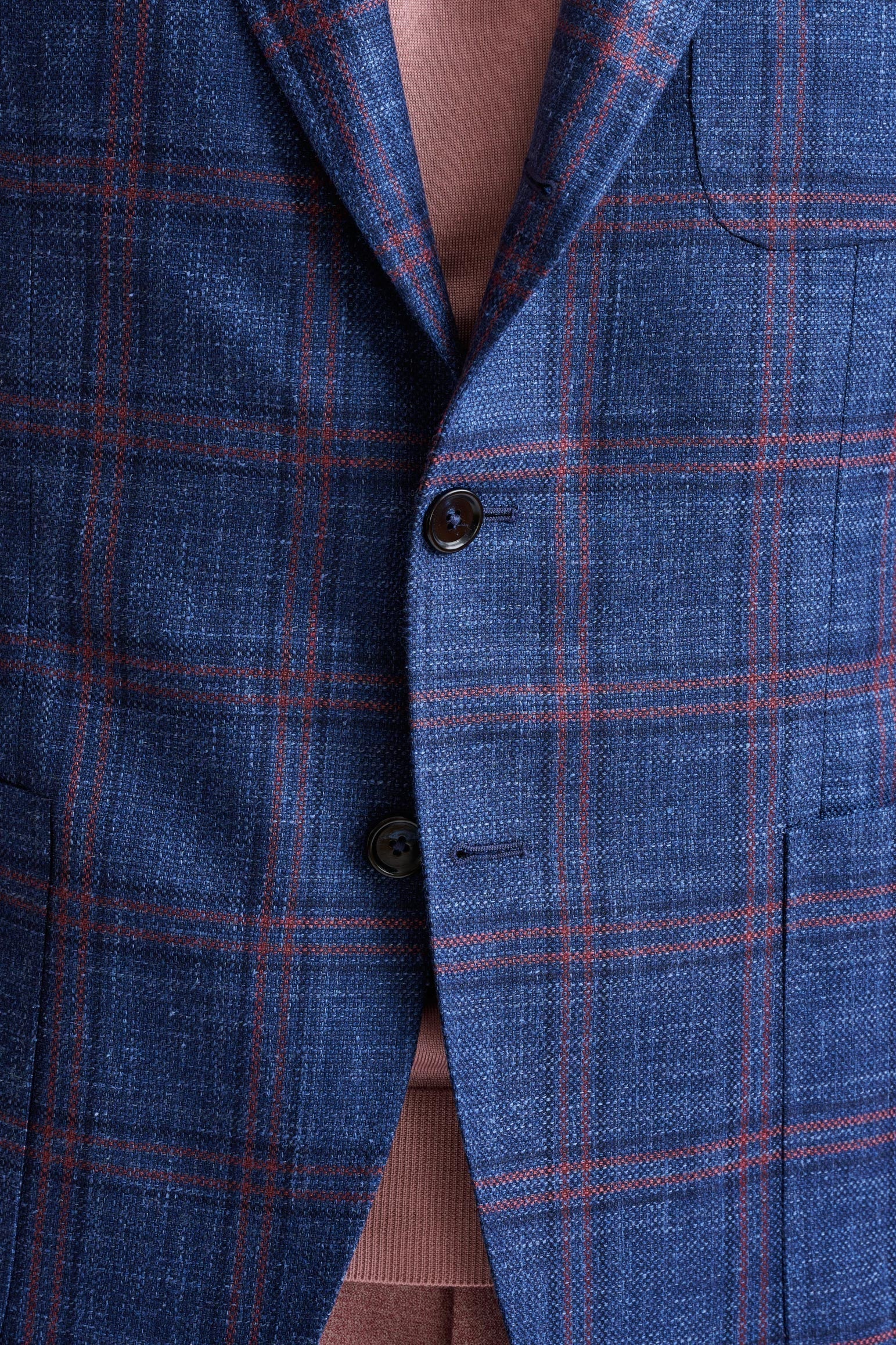 Dark Blue Wool & Silk Soho Jacket Amalfi Trend — detail 2