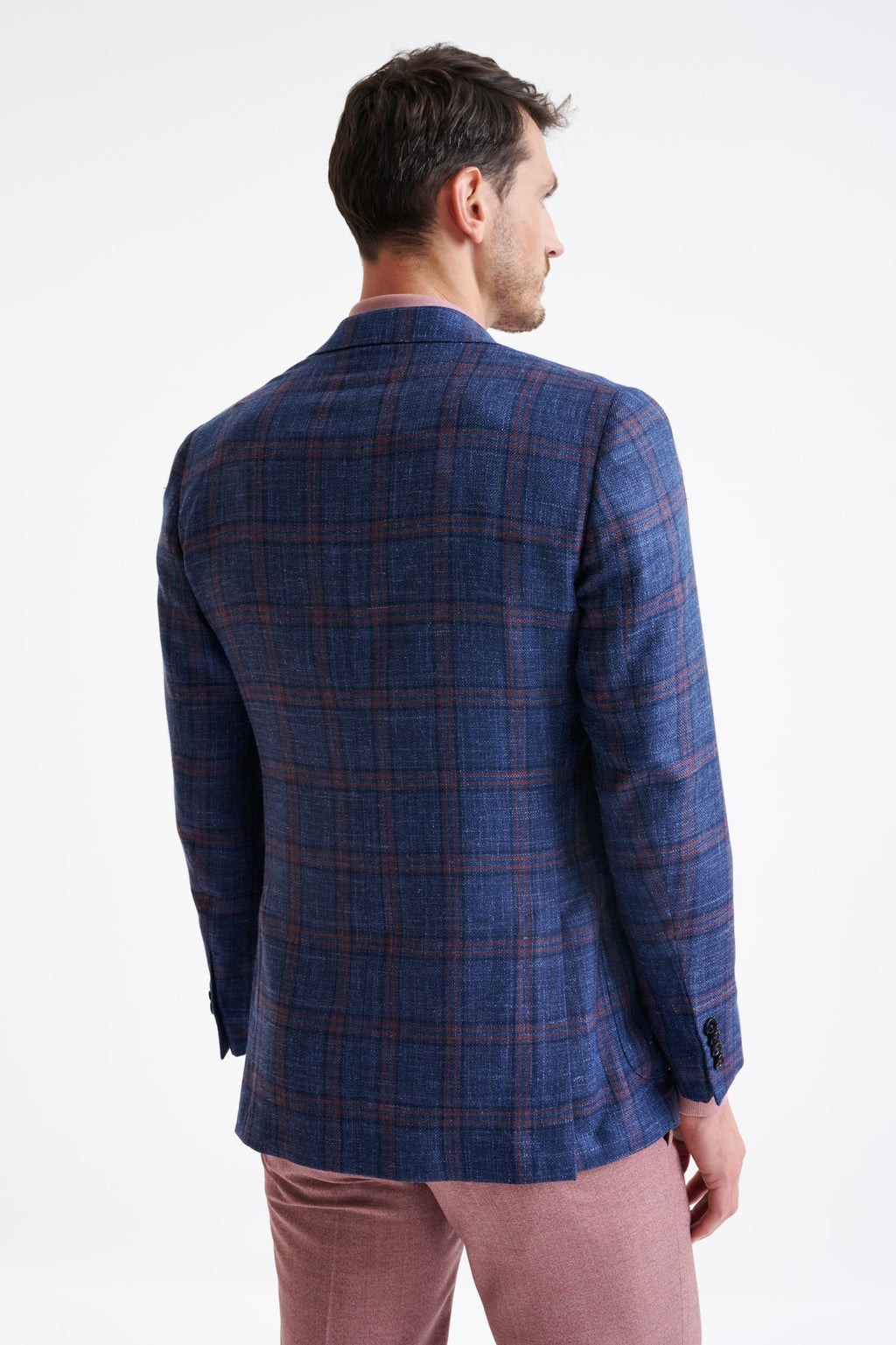 Dark Blue Wool & Silk Soho Jacket Amalfi Trend — detail 7