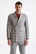 Grey Brown Check Wool & Cotton Kenton Jacket Lifestyle