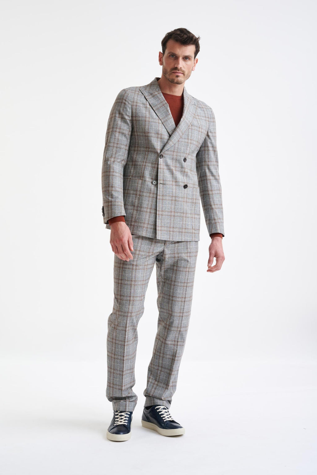 Grey Brown Check Wool & Cotton Kenton Jacket Lifestyle — detail 4