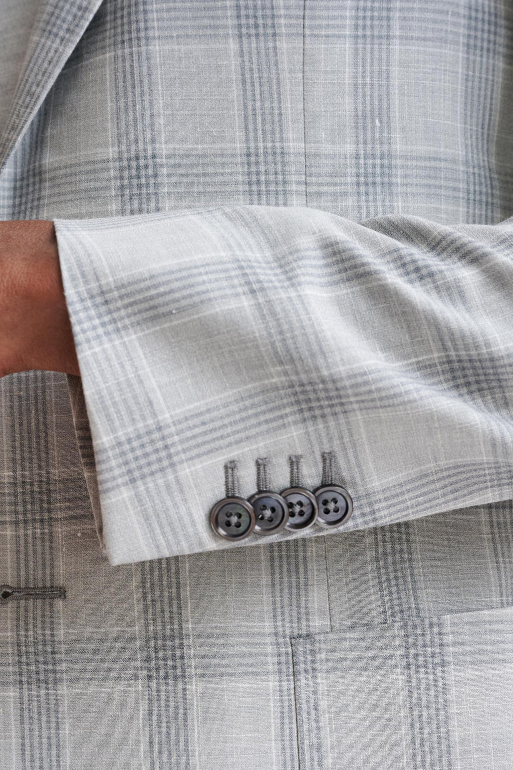 Grey White Check Wool Kenton Jacket Lifestyle — detail 1