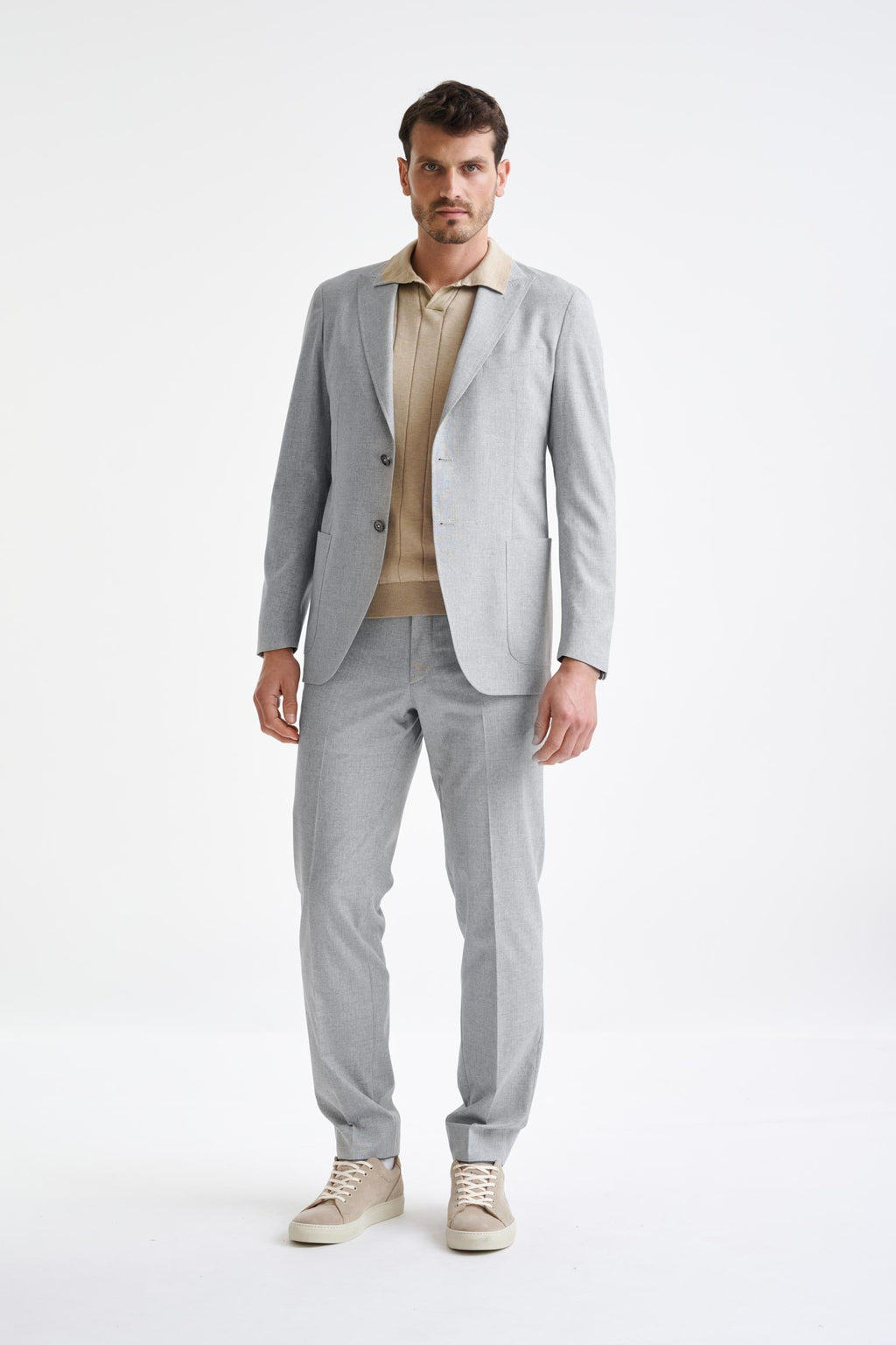 Light Grey Wool & Cotton Kenton Jacket Lifestyle — detail 5