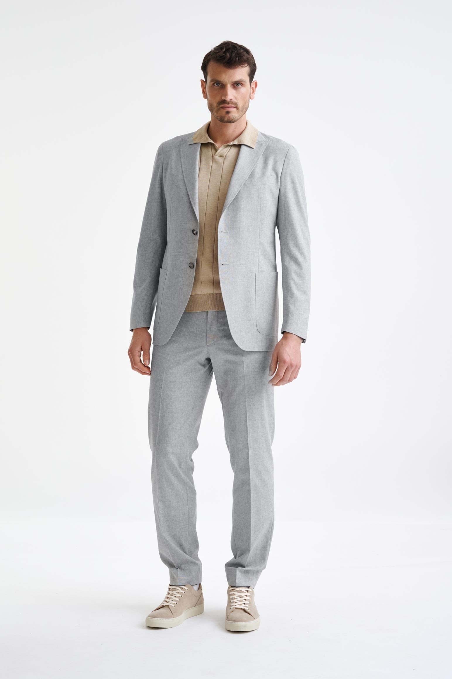 Light Grey Wool & Cotton Kenton Jacket Lifestyle — detail 5