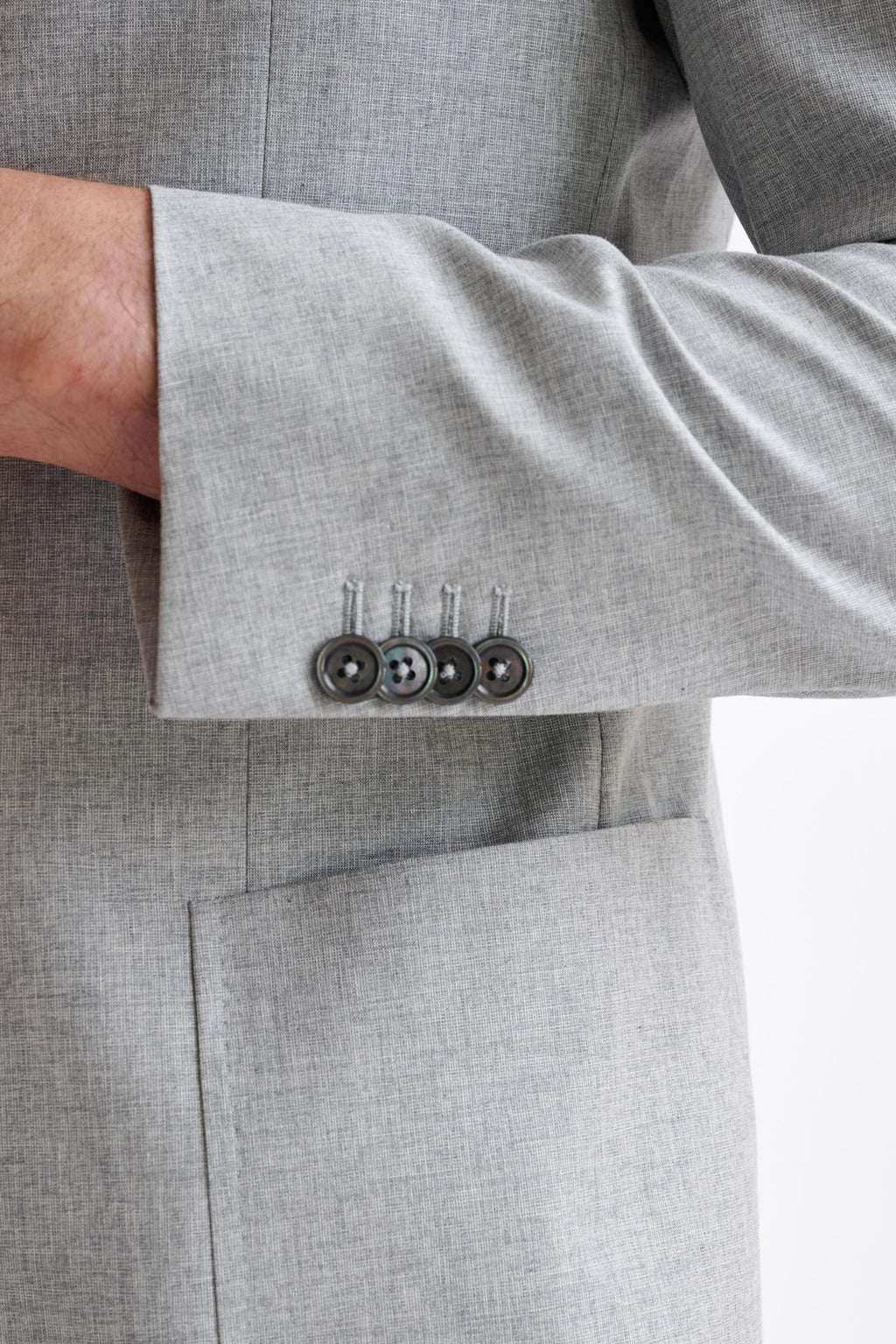 Light Grey Wool & Cotton Kenton Jacket Lifestyle — detail 1