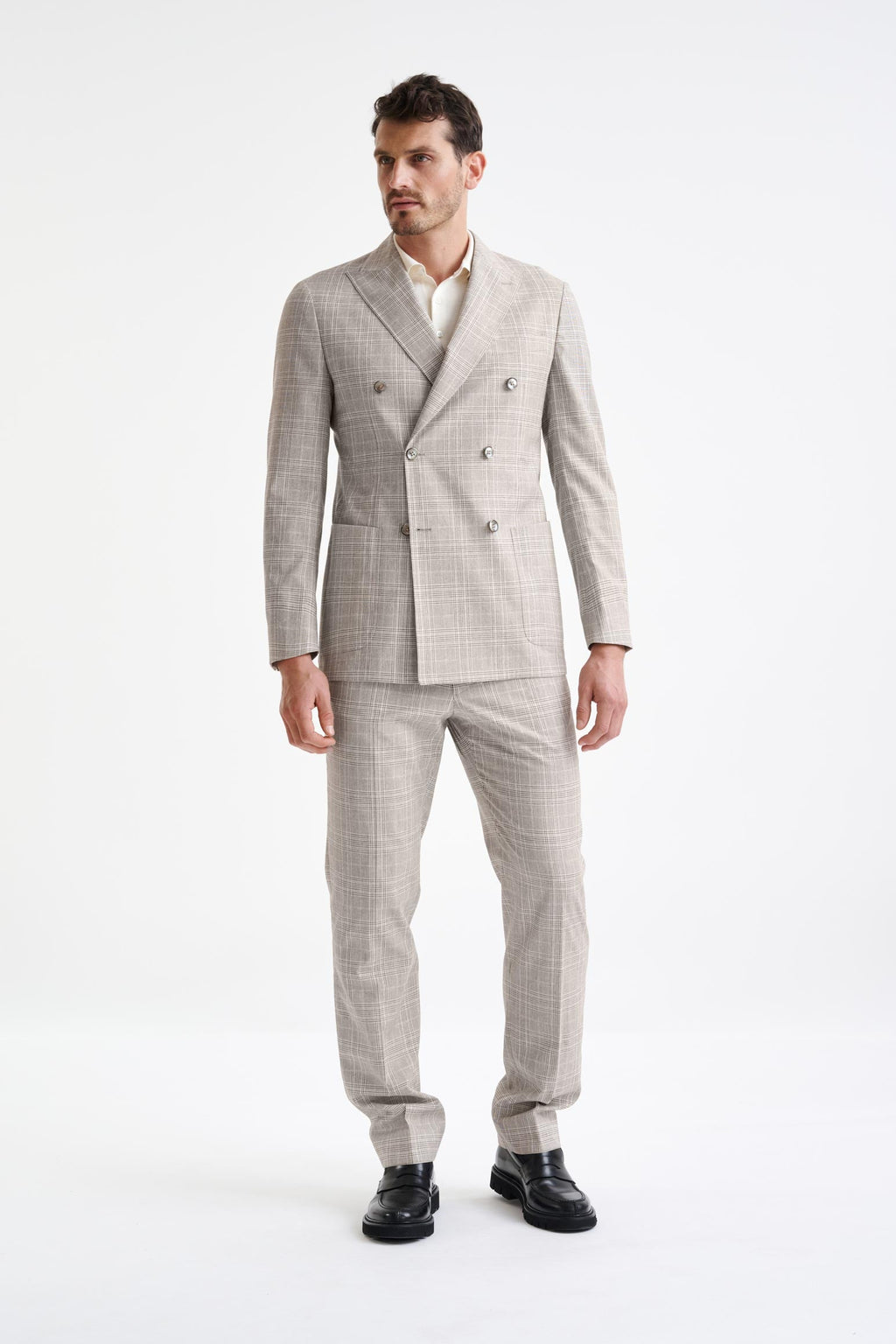 Brown Cream Check Wool Kenton Jacket Lifestyle — detail 5