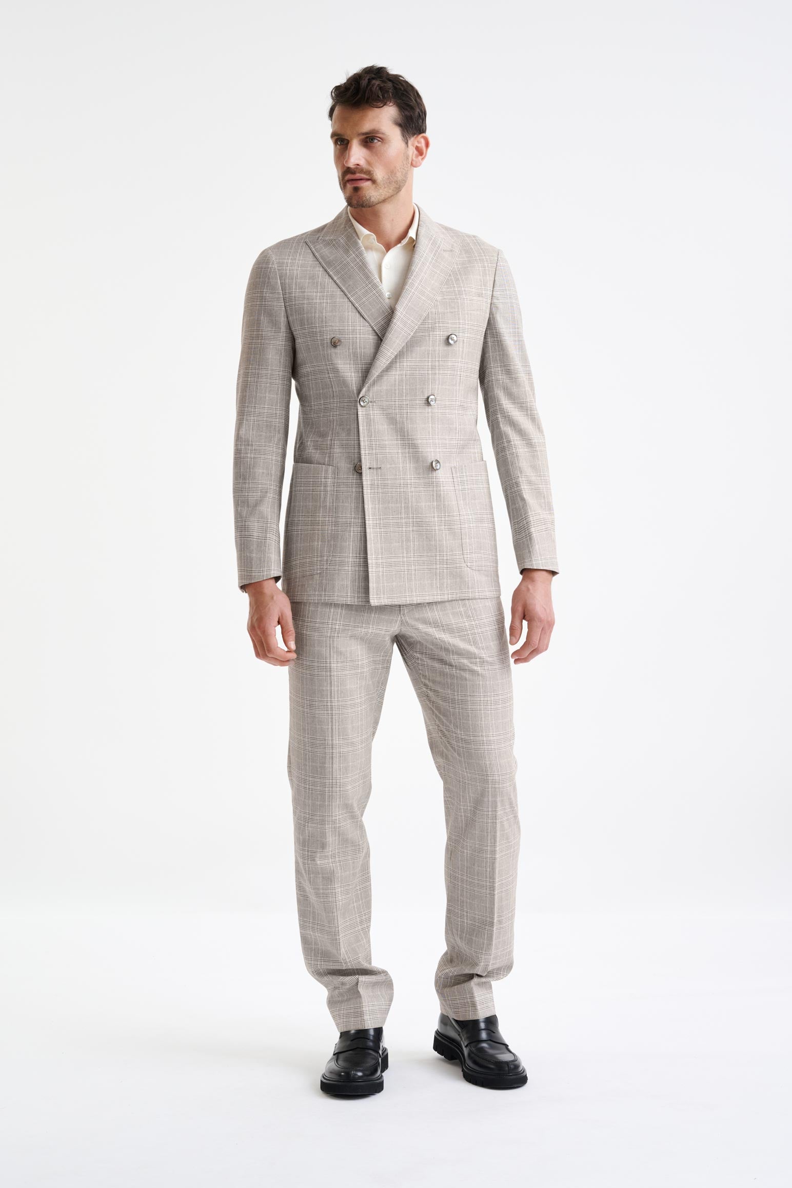 Brown Cream Check Wool Kenton Jacket Lifestyle — detail 5