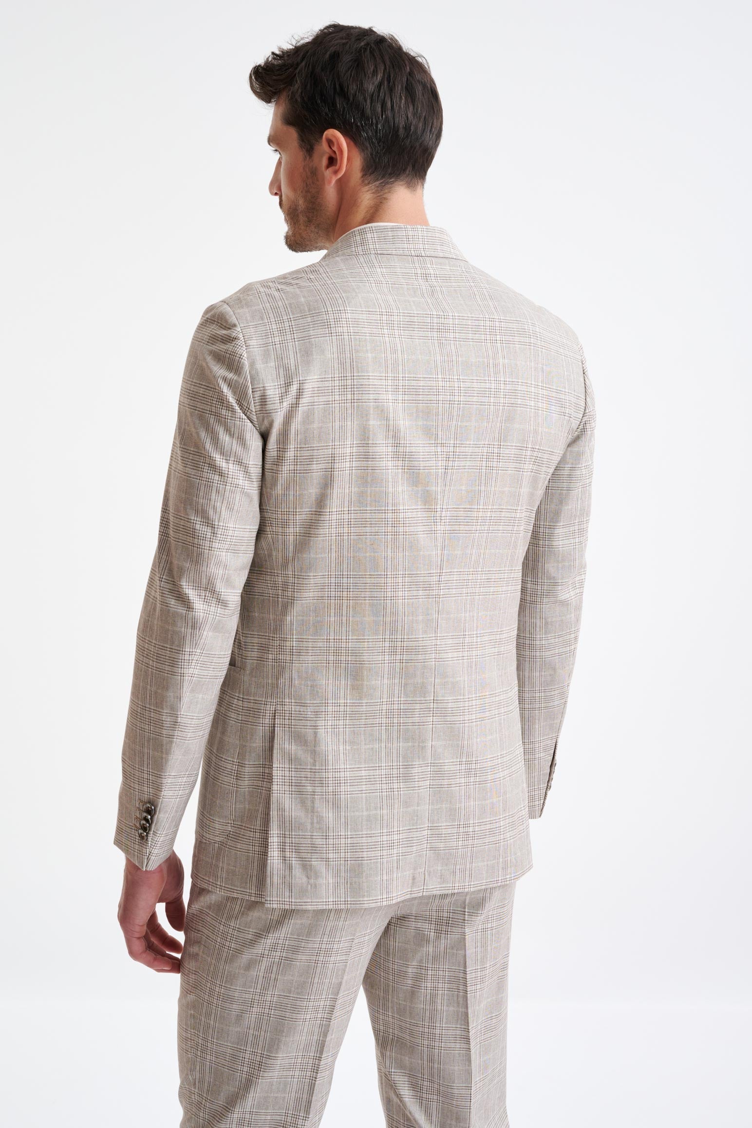 Brown Cream Check Wool Kenton Jacket Lifestyle — detail 7