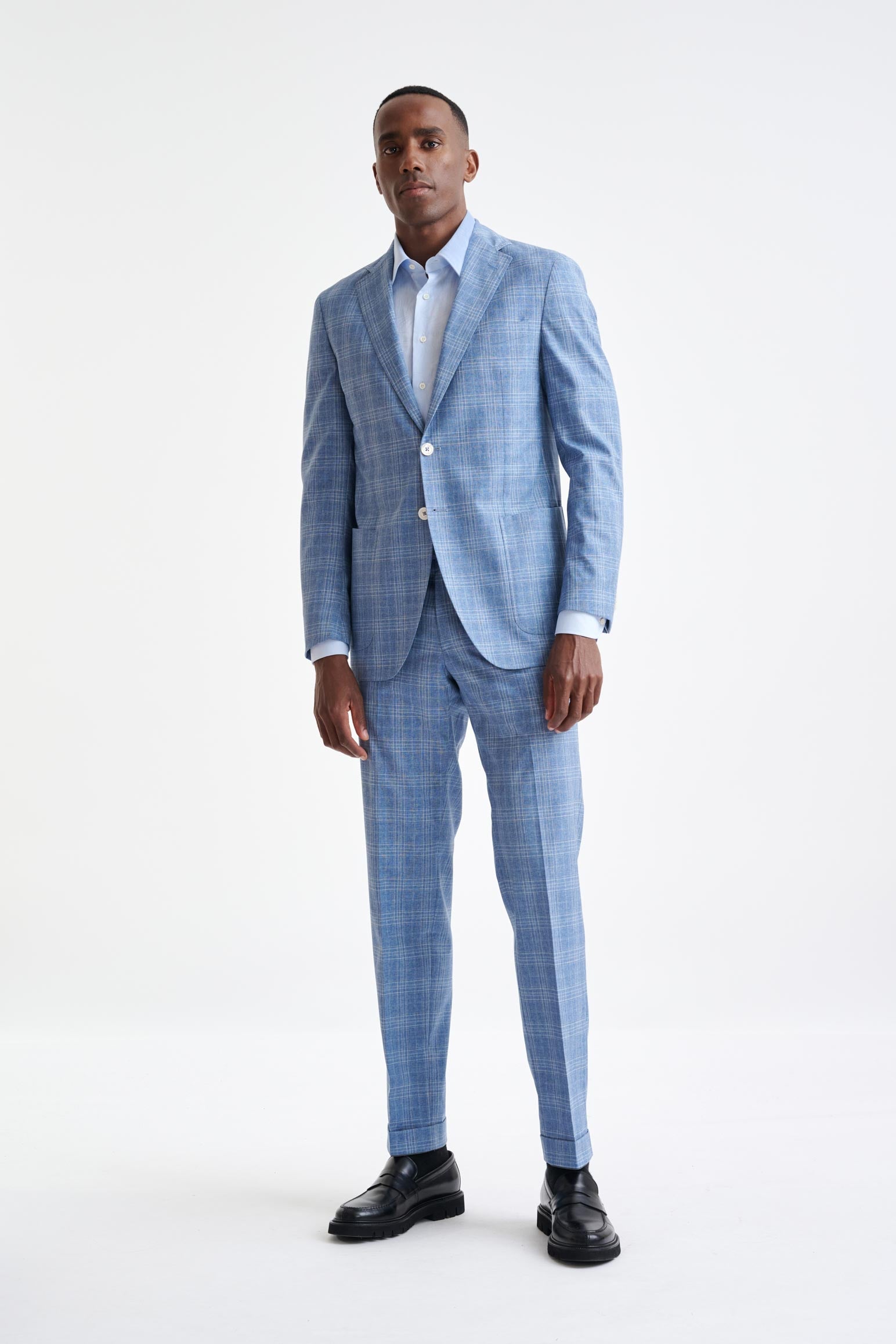 Mid-Blue Wool & Cotton Kenton Jacket Lifestyle