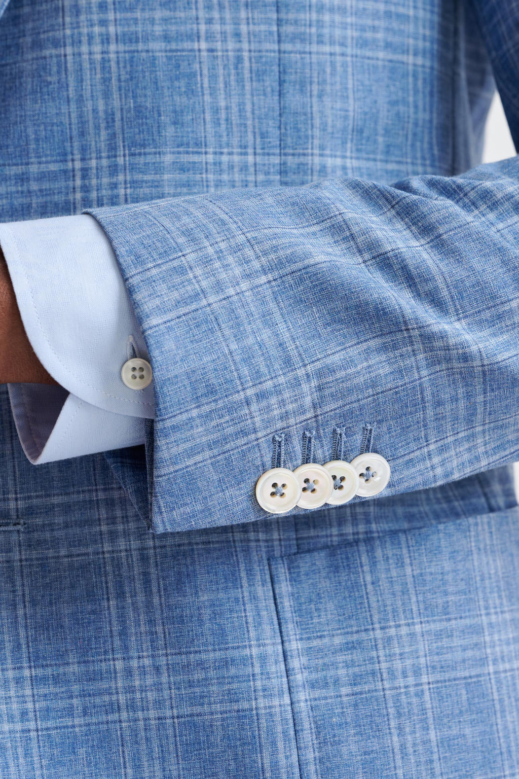 Mid-Blue Wool & Cotton Kenton Jacket Lifestyle — detail 1