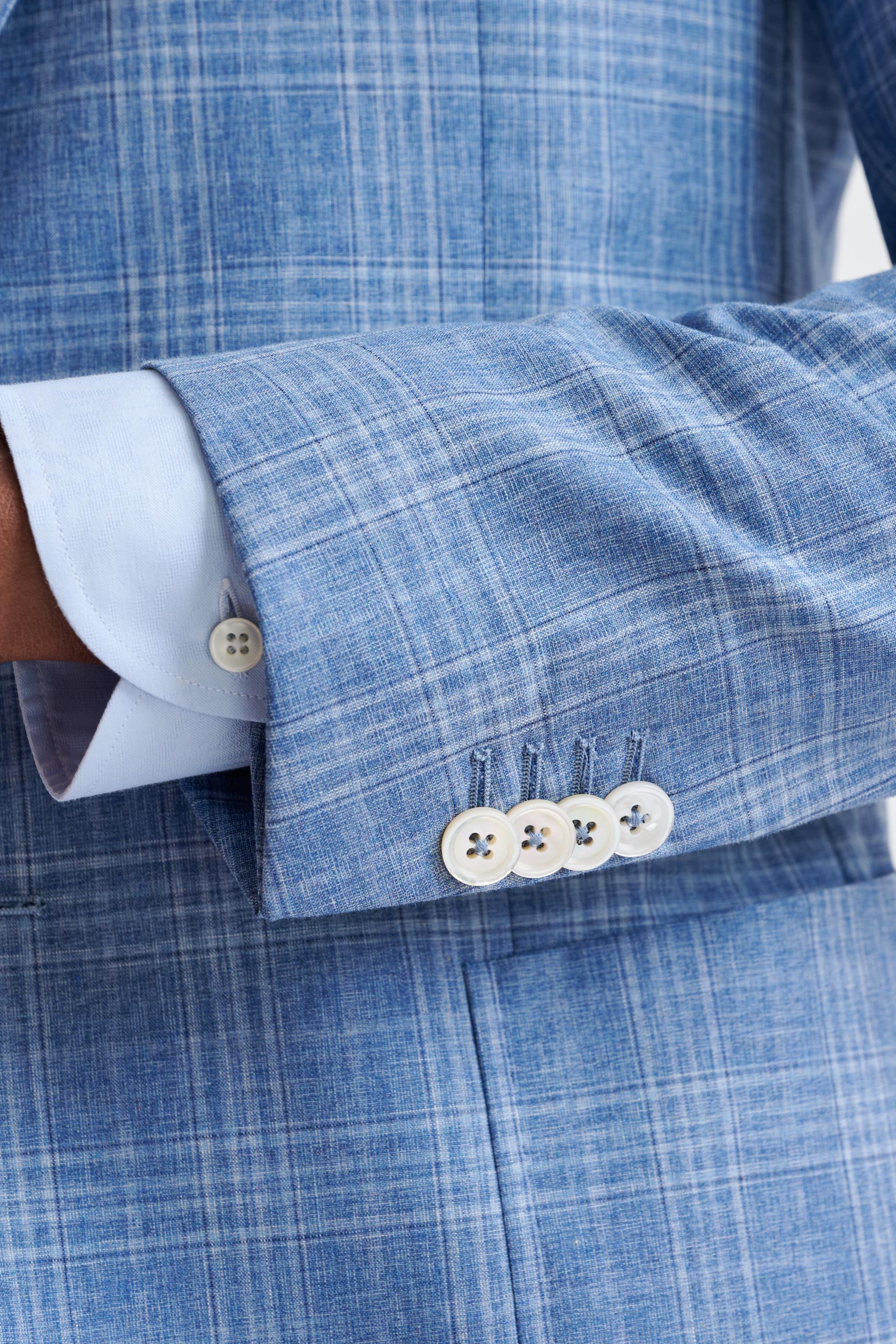 Mid-Blue Wool & Cotton Kenton Jacket Lifestyle — detail 1