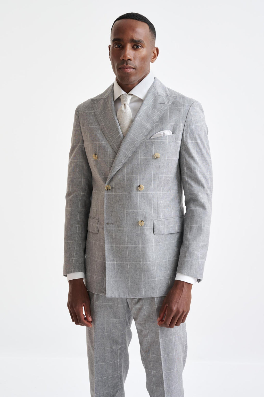Grey Check Wool & Cotton Kenton Jacket Lifestyle