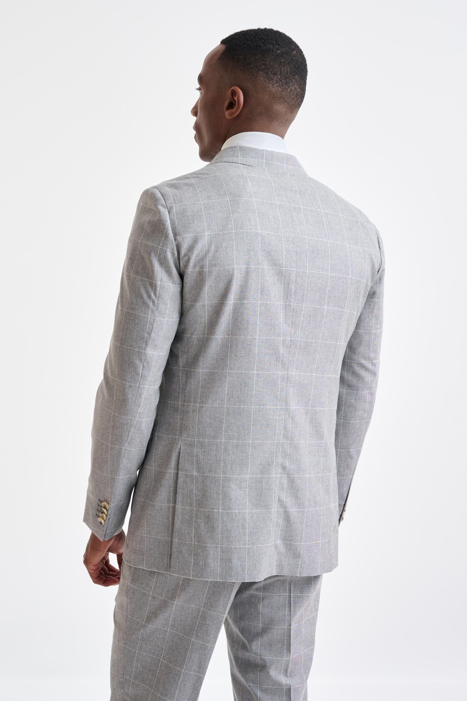 Grey Check Wool & Cotton Kenton Jacket Lifestyle — detail 6