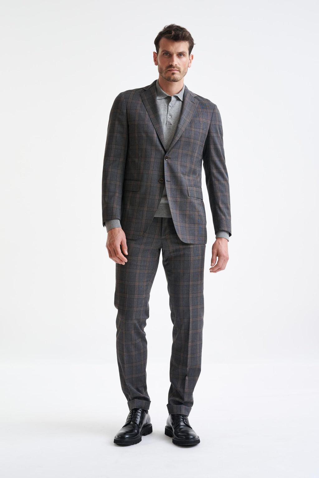 Grey Brown Check Wool Kenton Jacket Lifestyle — detail 5