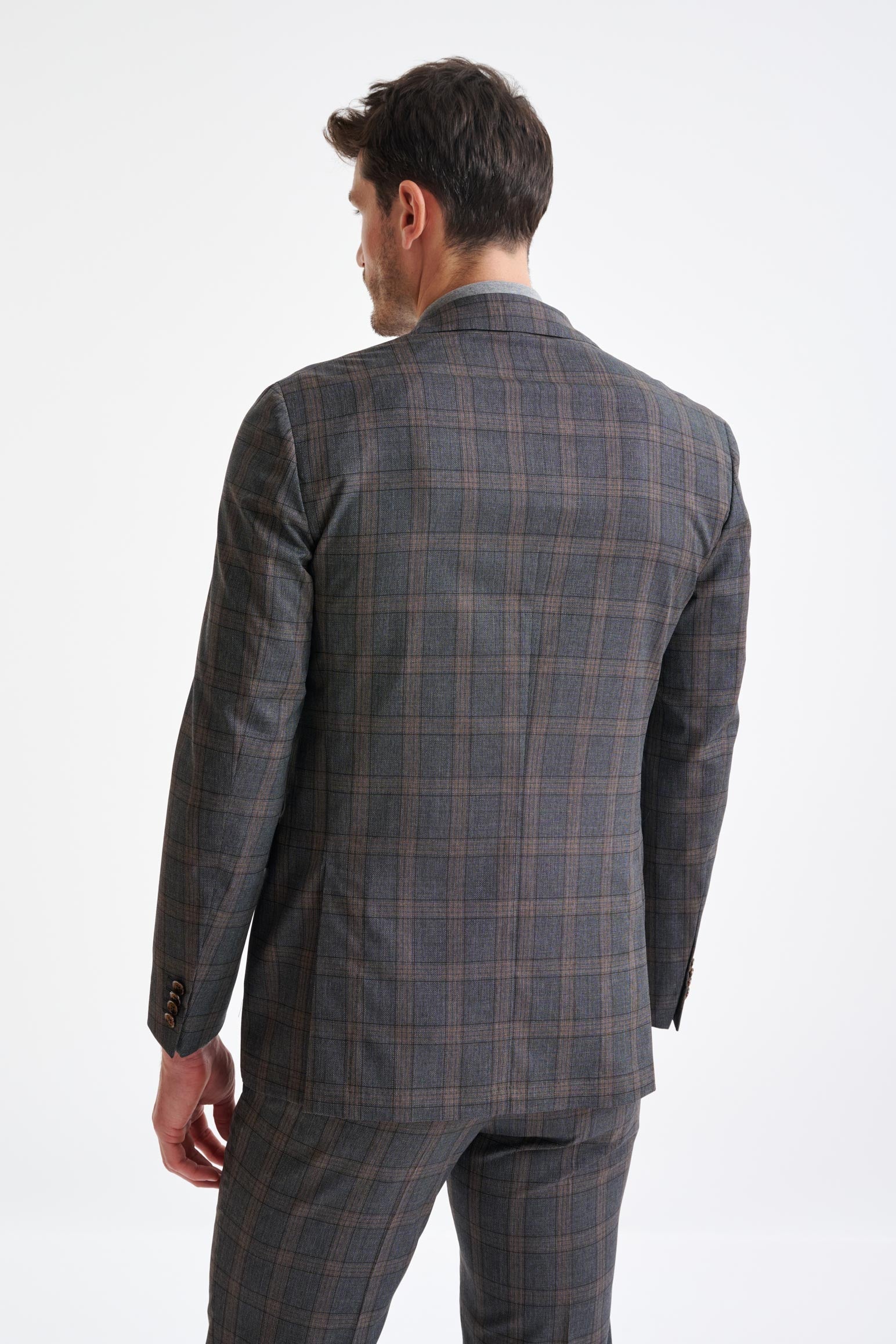 Grey Brown Check Wool Kenton Jacket Lifestyle — detail 7