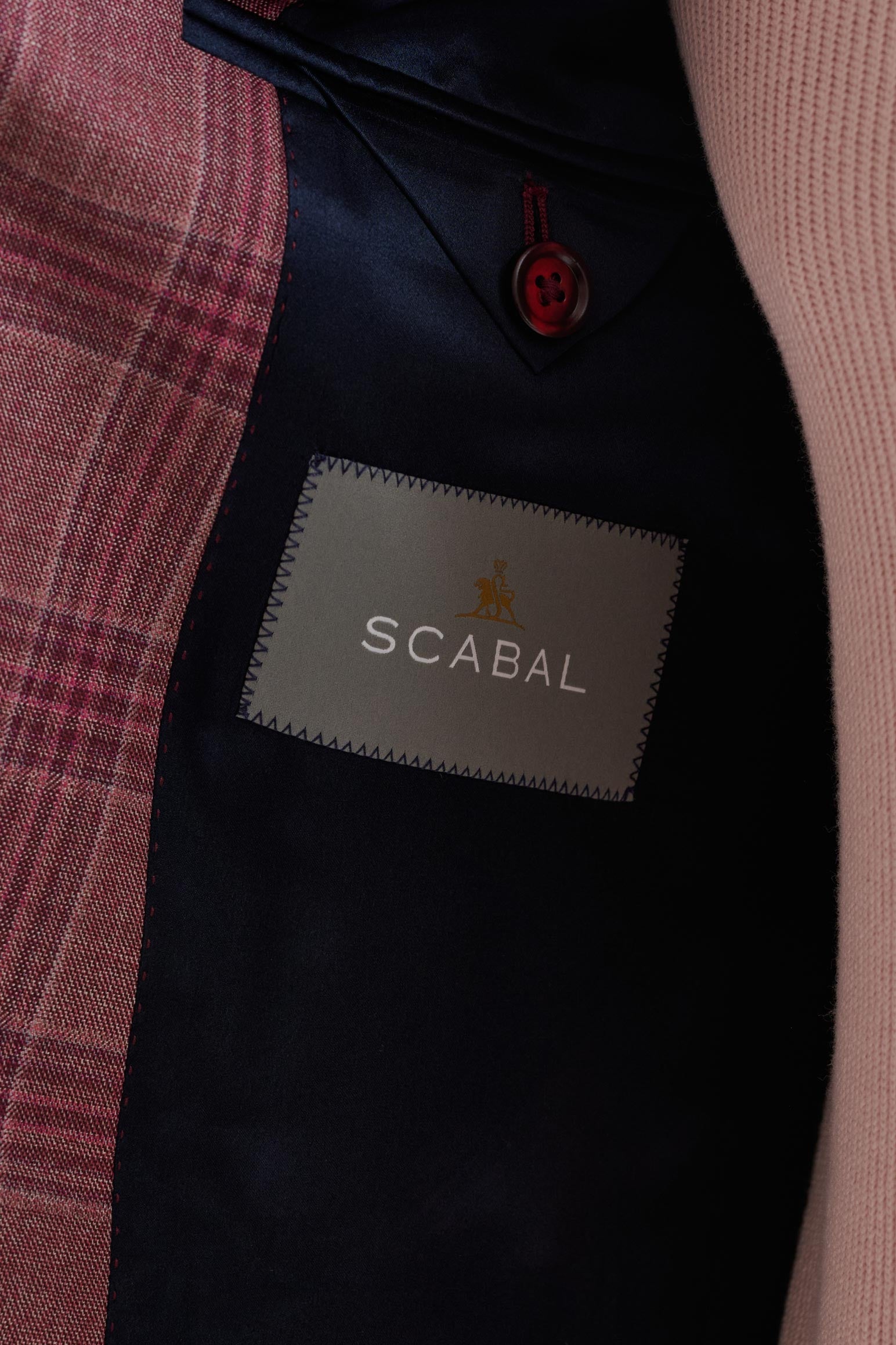 Pink Check Burgundy Super 130's Wool Soho Jacket Mosaic — detail 3