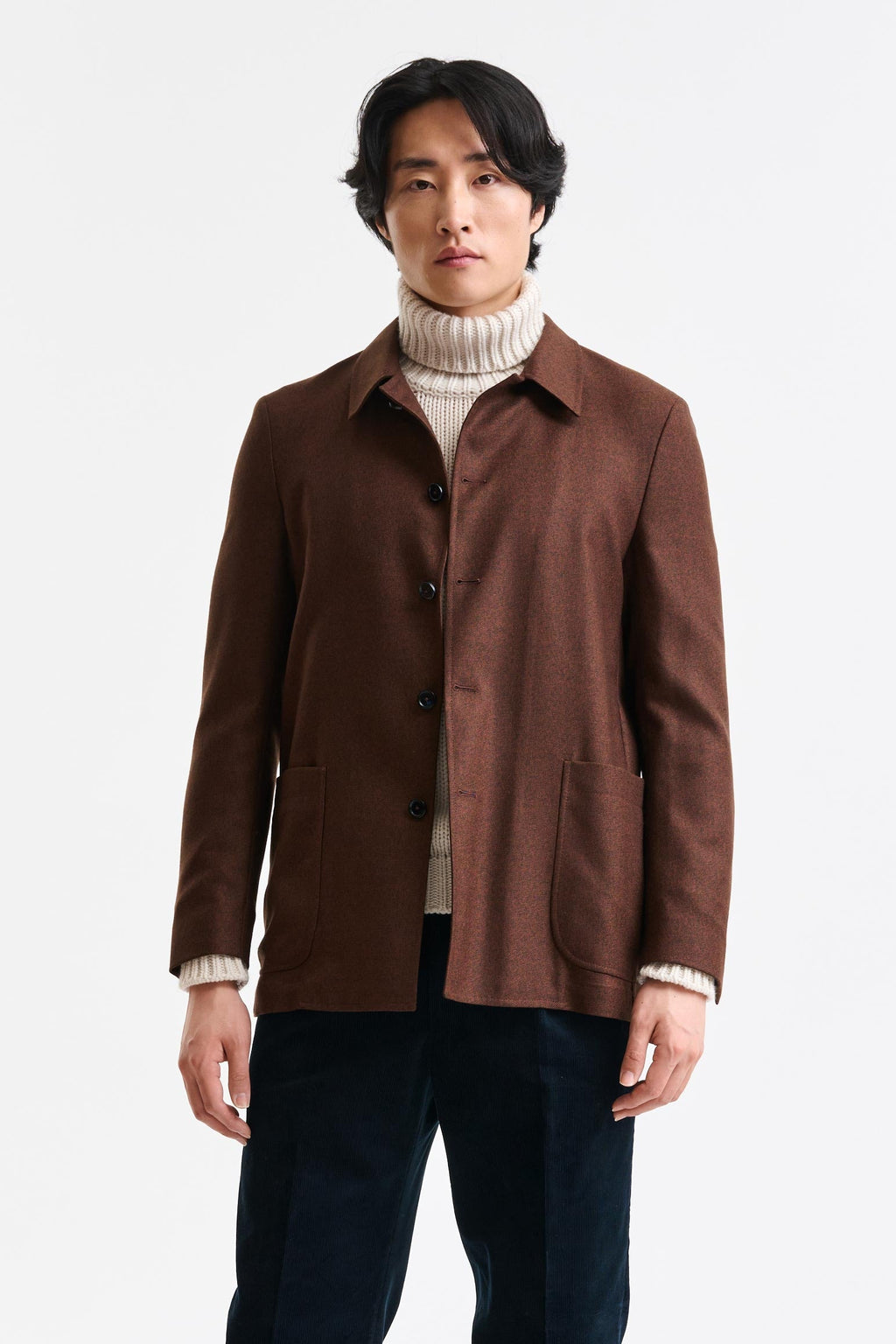 Brown Wool Chelsea Shirt Jacket Harmony — detail 4