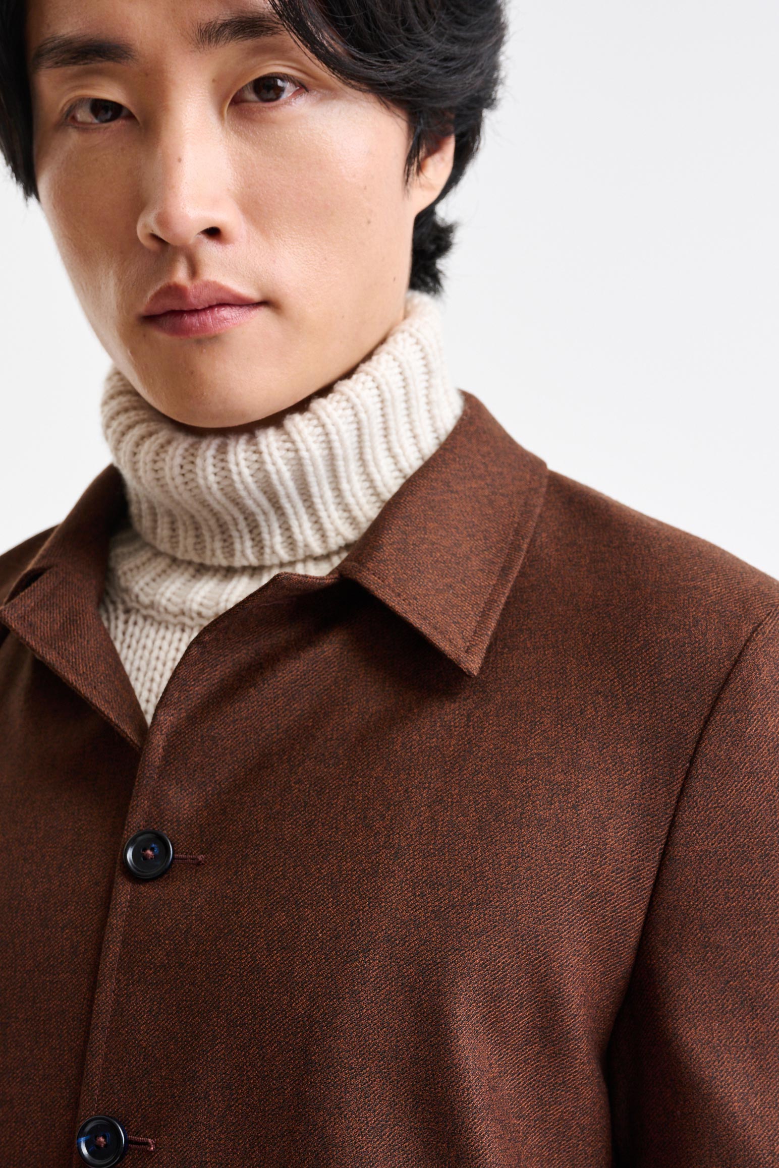 Brown Wool Chelsea Shirt Jacket Harmony — detail 5