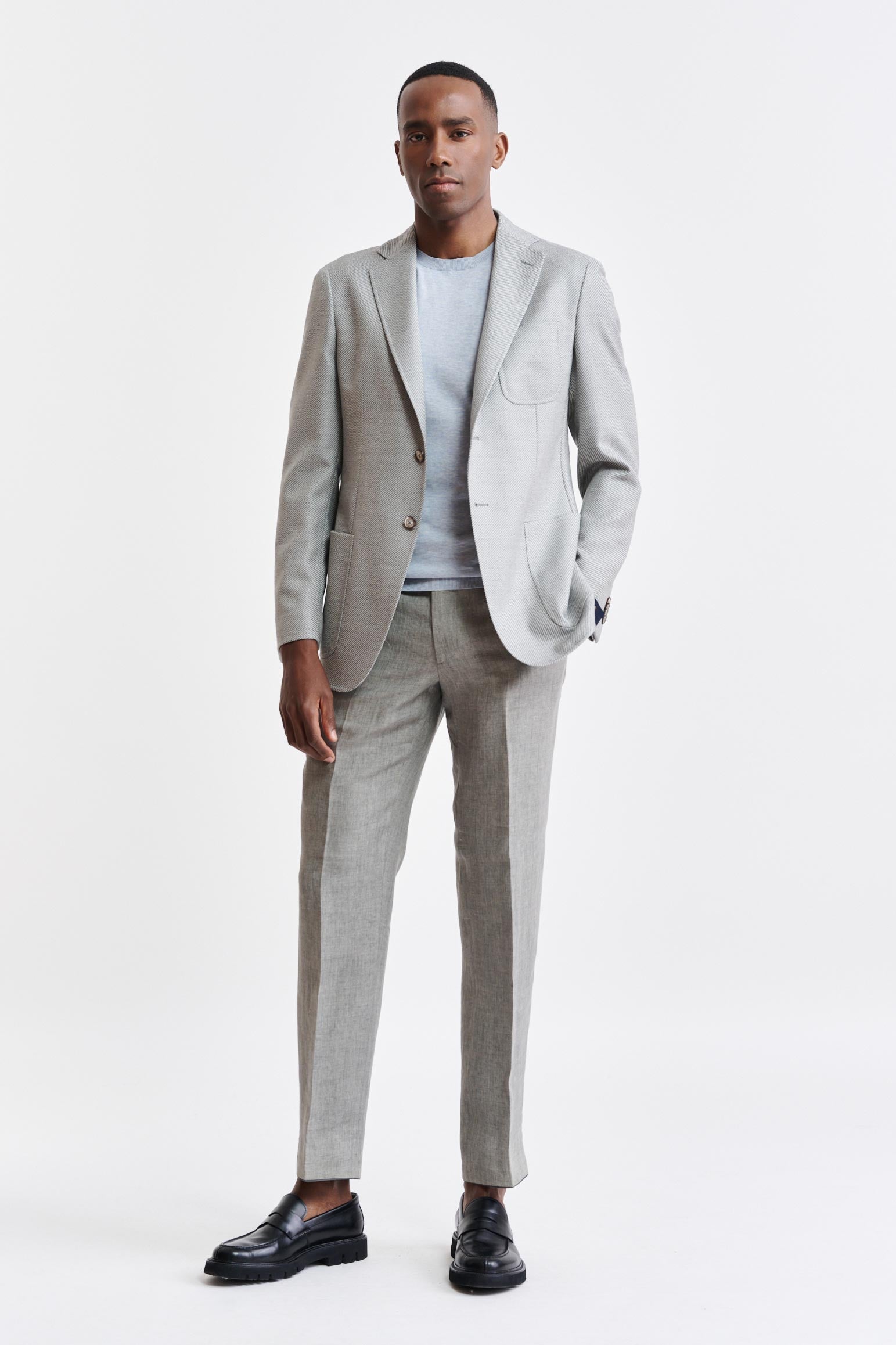 Light Grey 100% Wool Kenton Jacket Autumn Leaves — detail 3