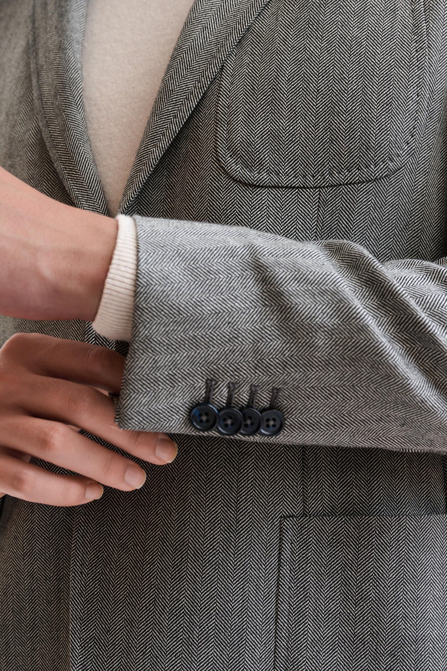 Grey Wool Kenton Jacket Autumn Leaves — detail 1