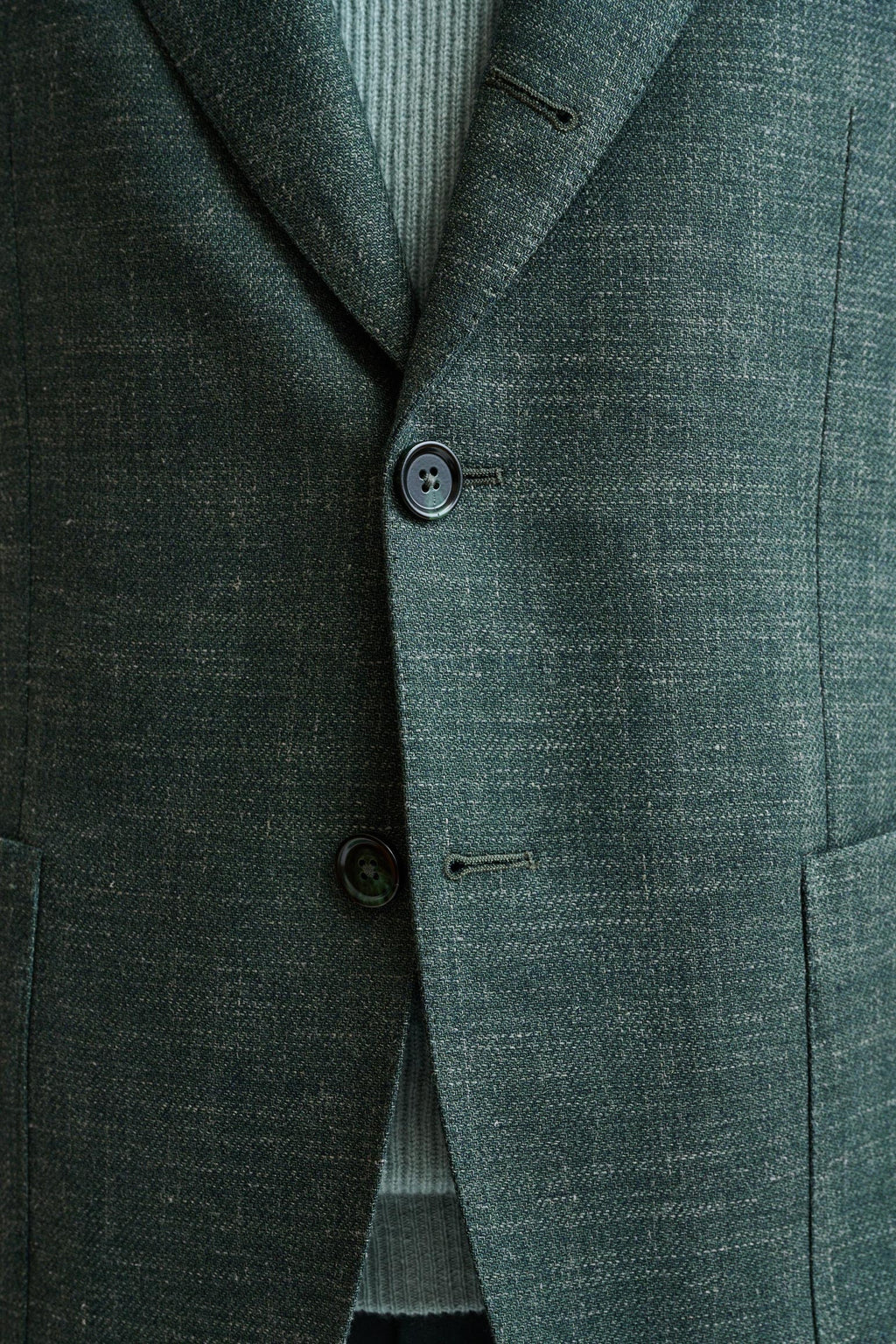 Medium Green Wool and Linen Super 100's Soho Jacket Trend — detail 2