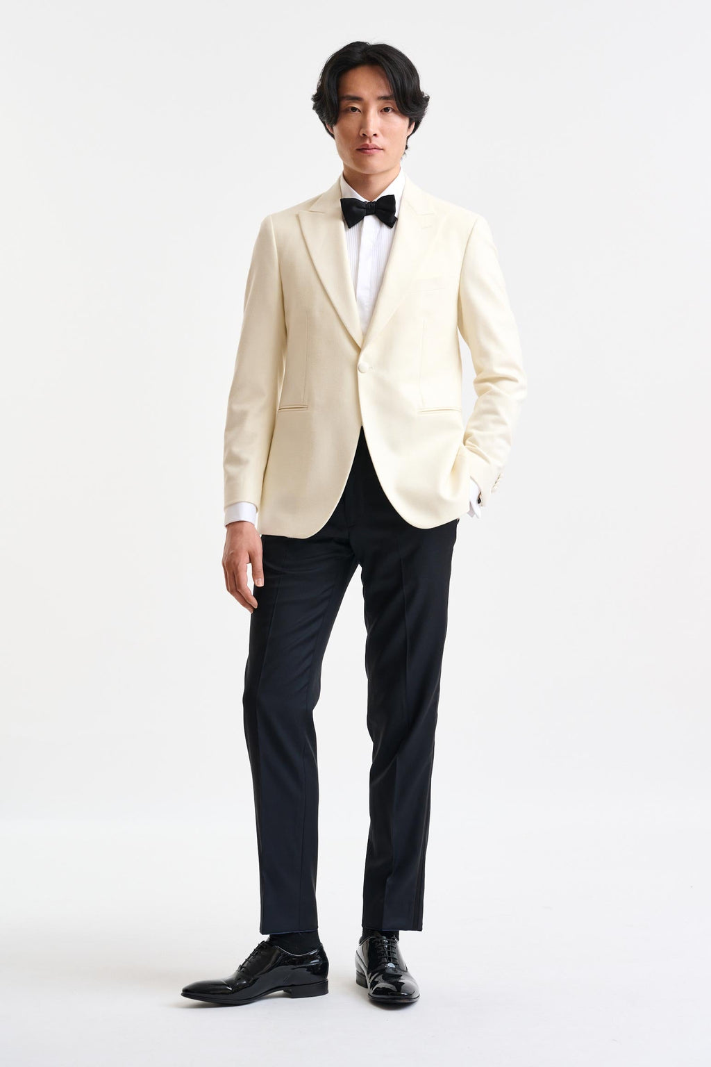 Light Beige Wool Kenton Tuxedo Flannel & Saxony — detail 4