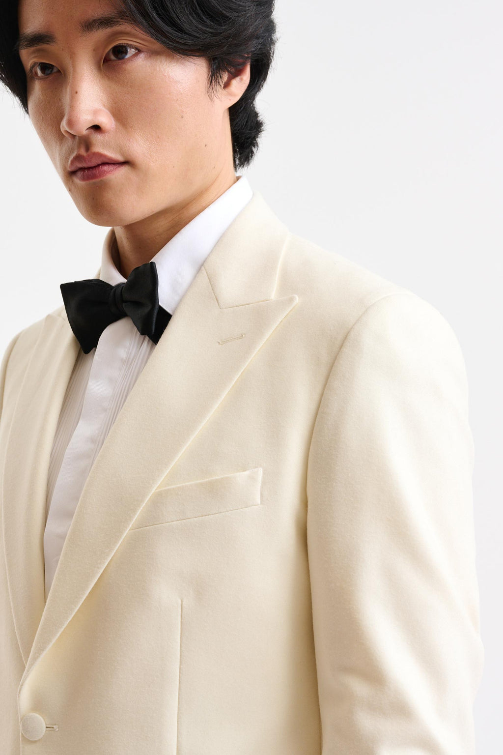 Light Beige Wool Kenton Tuxedo Flannel & Saxony — detail 5