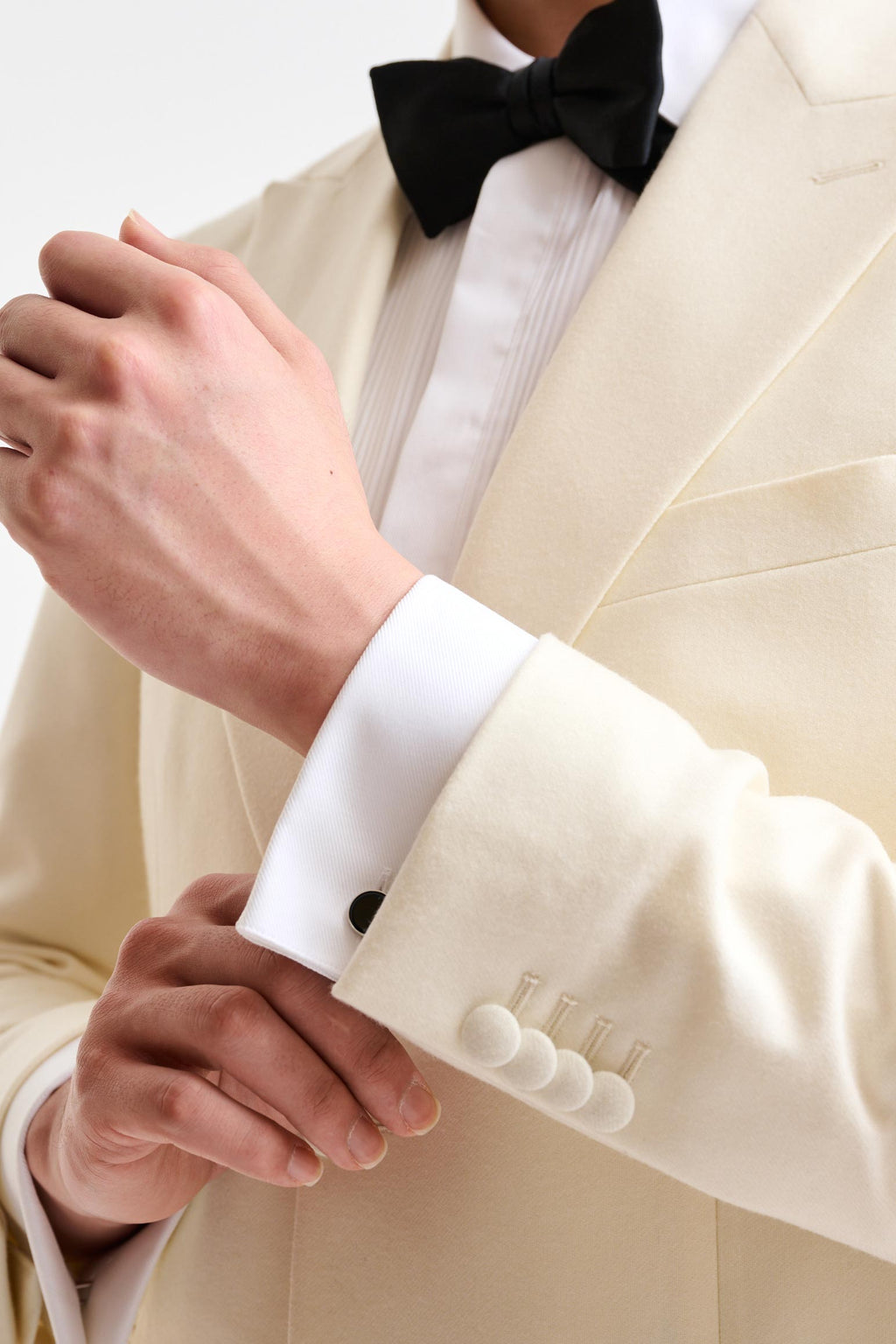 Light Beige Wool Kenton Tuxedo Flannel & Saxony — detail 1