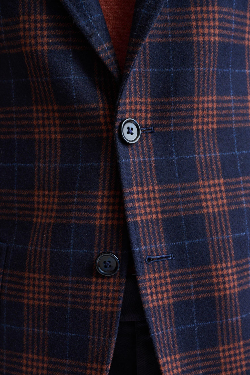 Dark Blue Check Wool & Cashmere Soho Jacket Autumn Leaves — detail 2