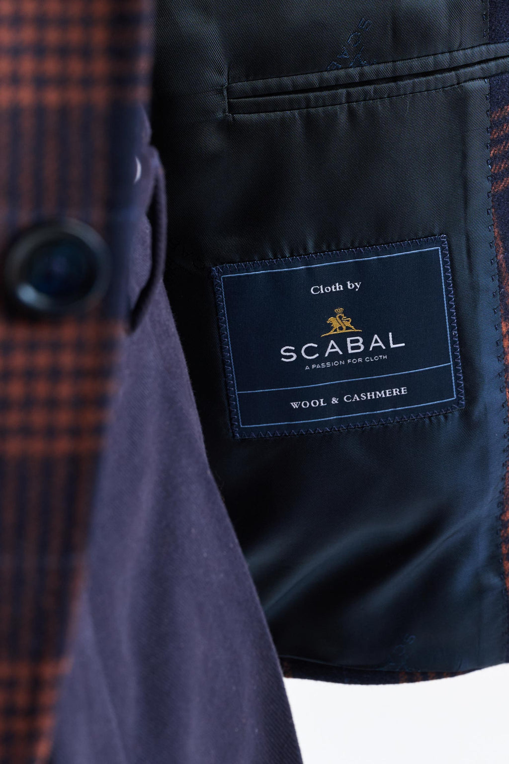 Dark Blue Check Wool & Cashmere Soho Jacket Autumn Leaves — detail 3