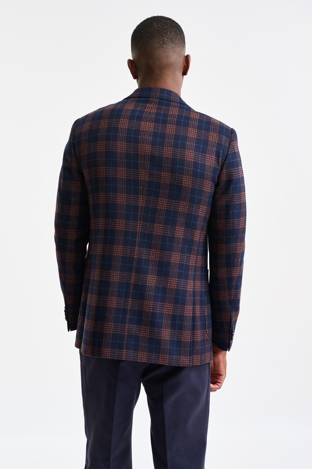 Dark Blue Check Wool & Cashmere Soho Jacket Autumn Leaves — detail 6