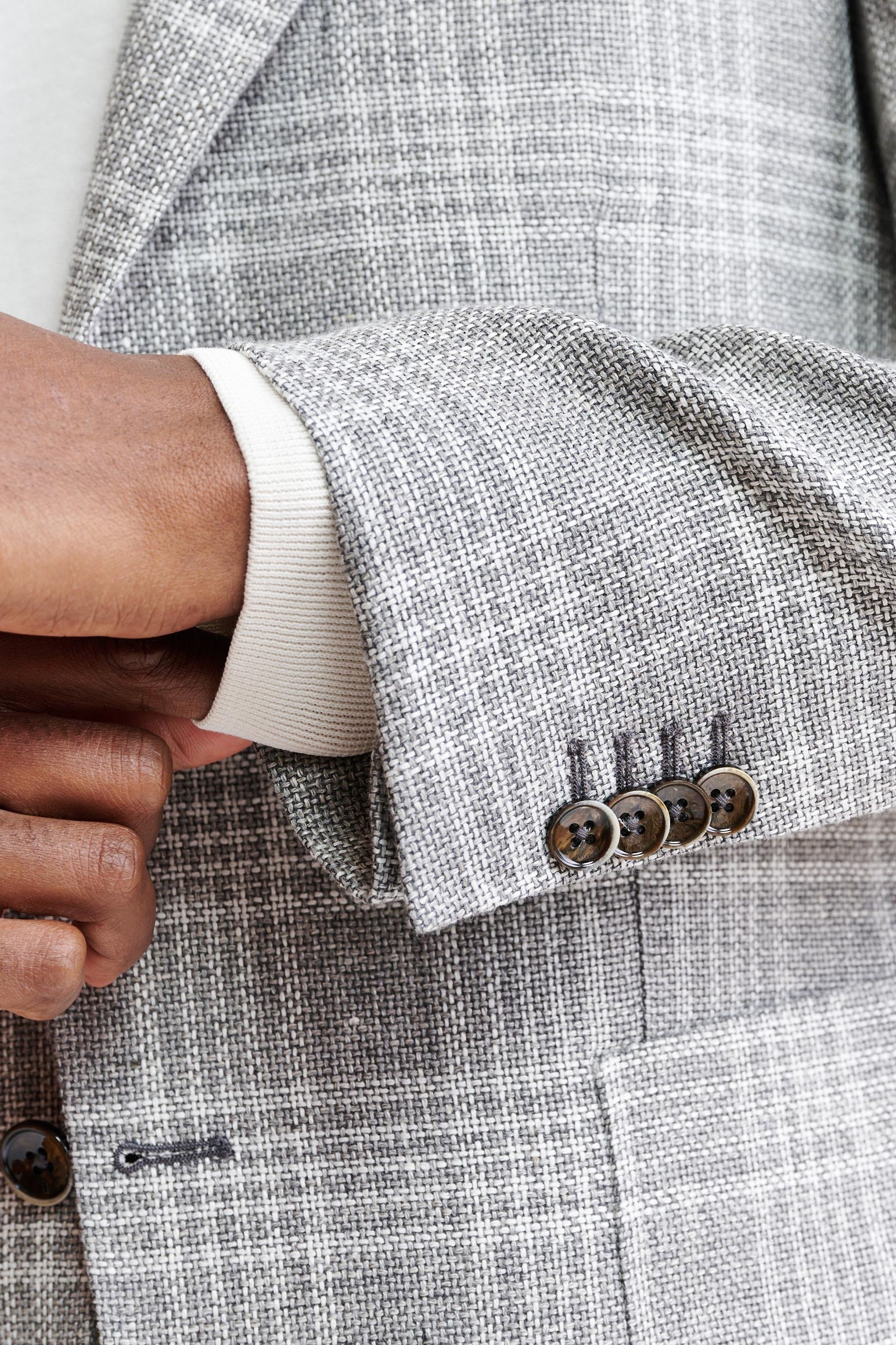 Medium Grey Wool & Linen Soho Jacket Riviera Trend — detail 1
