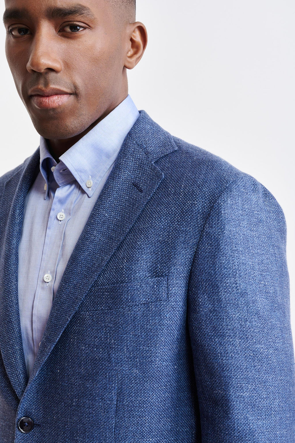 Medium Blue Wool & Linen Kenton Jacket Jazz — detail 5
