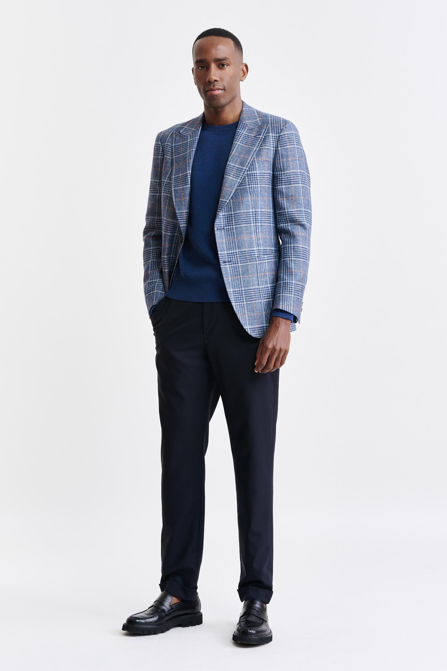Medium Blue Wool & Linen Soho Jacket Riviera Trend — detail 4