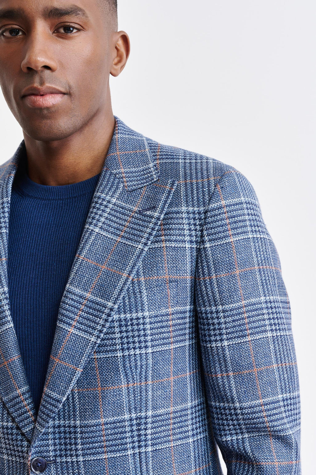 Medium Blue Wool & Linen Soho Jacket Riviera Trend — detail 5