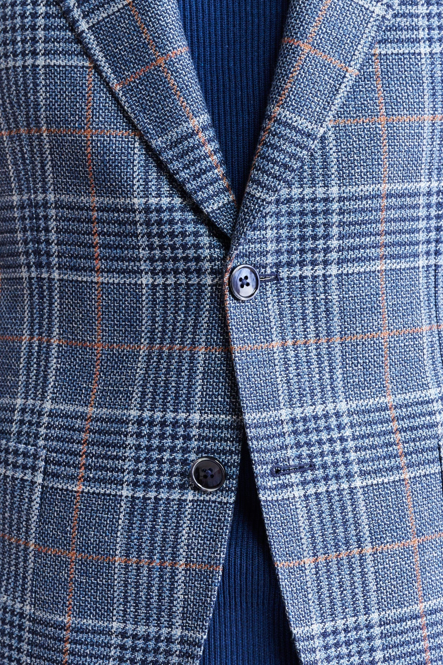 Medium Blue Wool & Linen Soho Jacket Riviera Trend — detail 2
