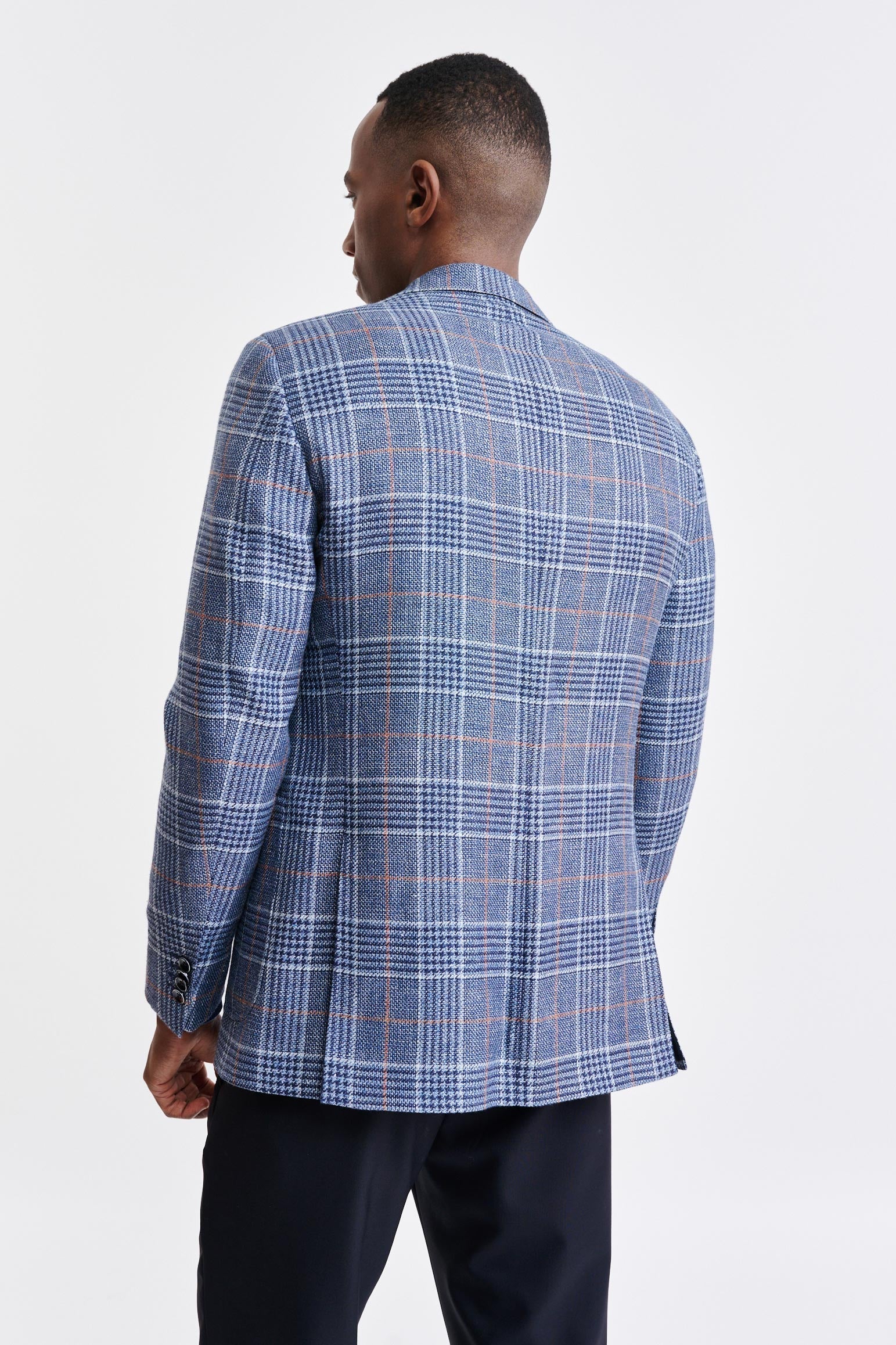 Medium Blue Wool & Linen Soho Jacket Riviera Trend — detail 6