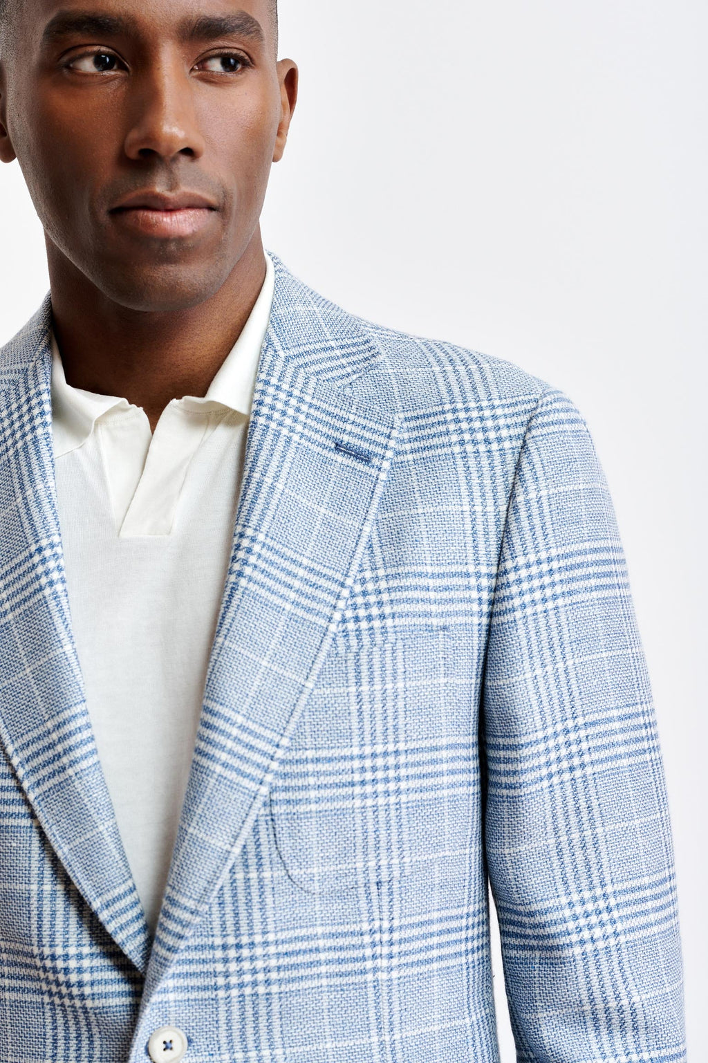 Light Blue Wool & Linen Soho Jacket Riviera Trend — detail 5