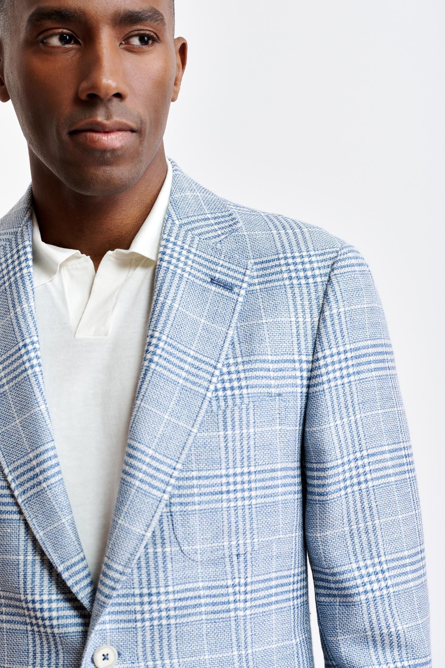 Light Blue Wool & Linen Soho Jacket Riviera Trend — detail 5