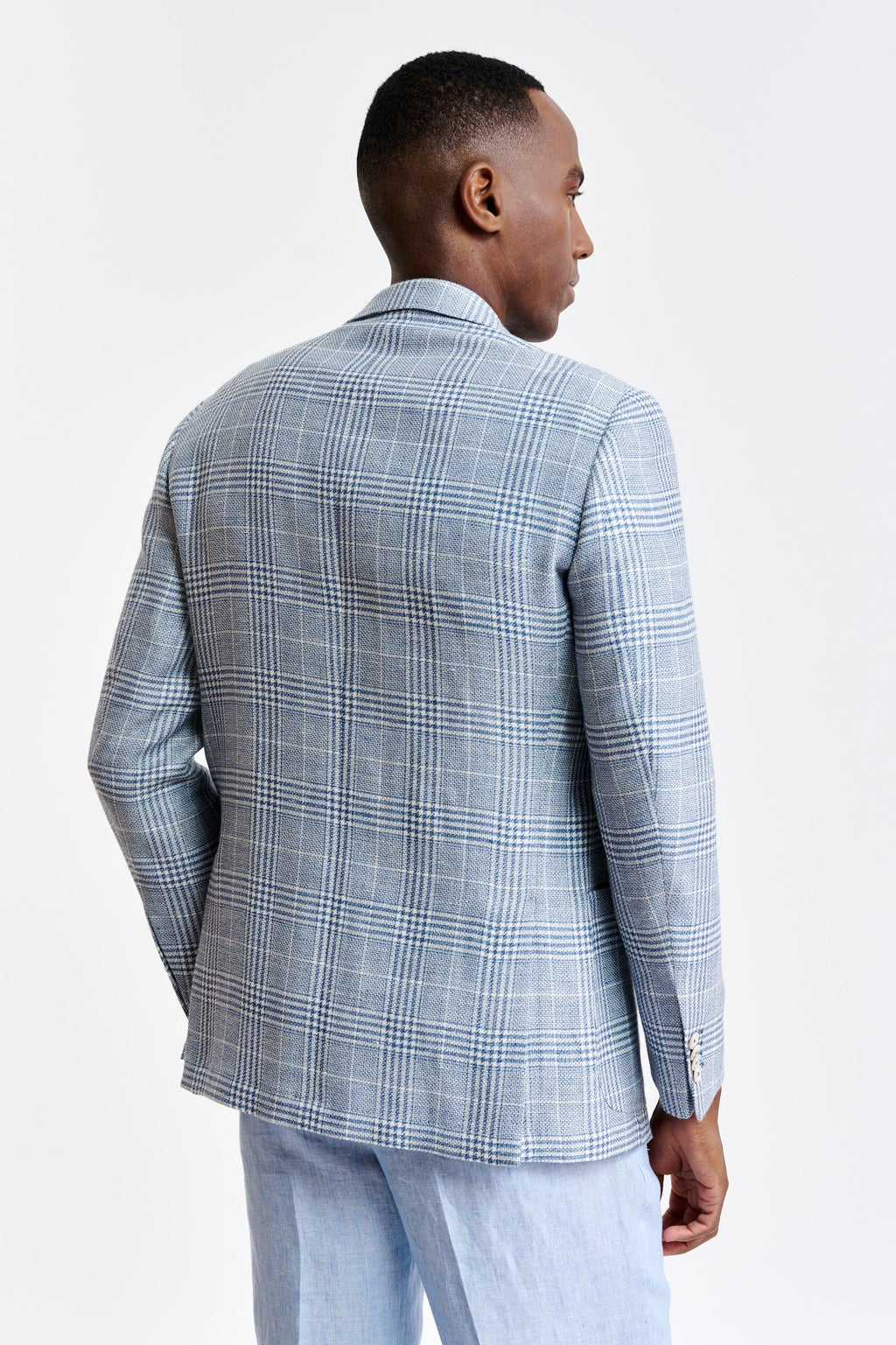 Light Blue Wool & Linen Soho Jacket Riviera Trend — detail 6