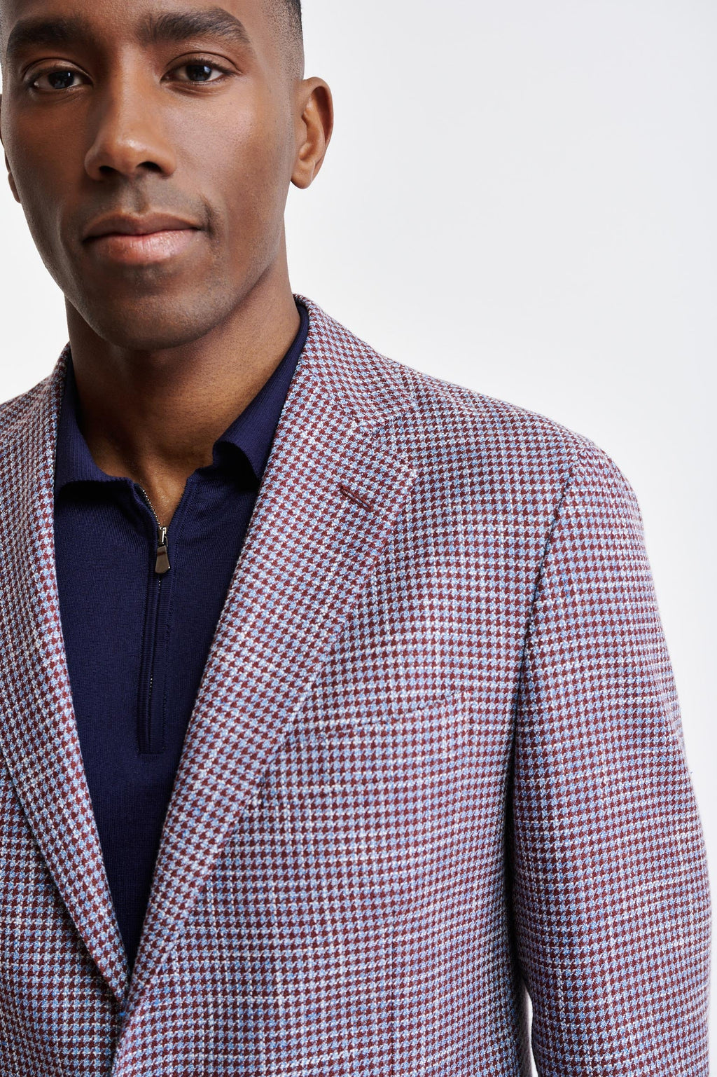 Burgundy Blue Cotton Kenton Jacket Riviera Trend — detail 5