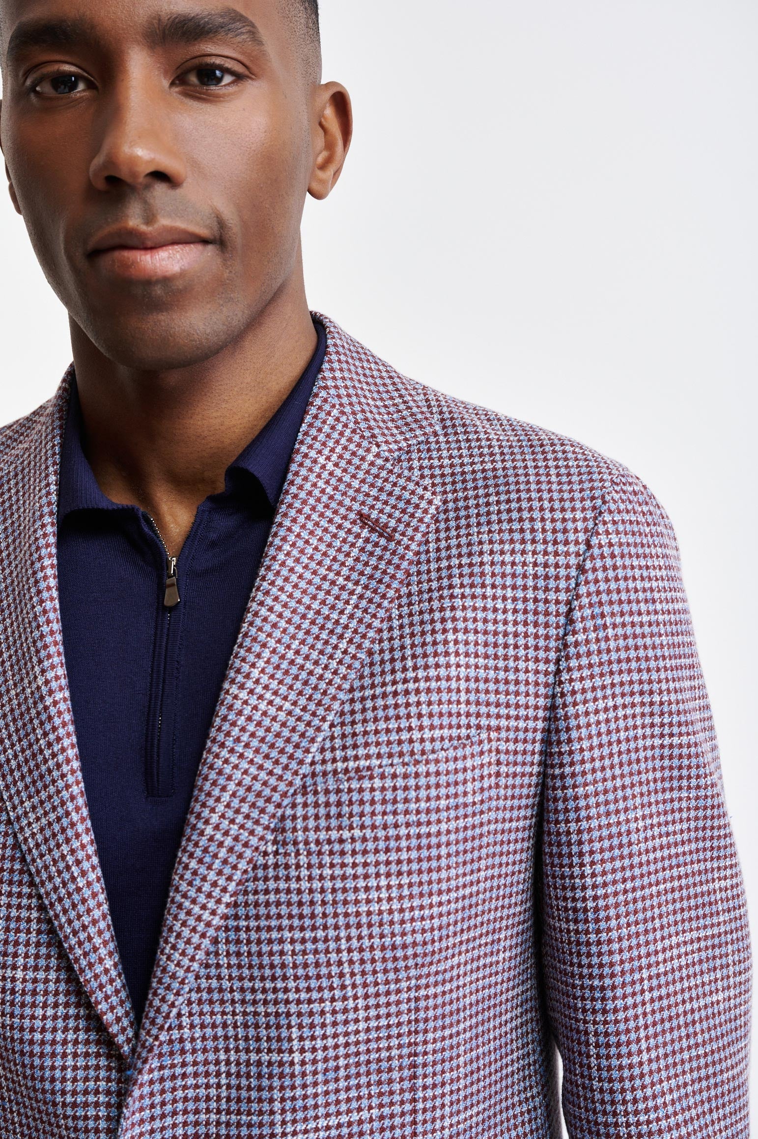 Burgundy Blue Cotton Kenton Jacket Riviera Trend — detail 5