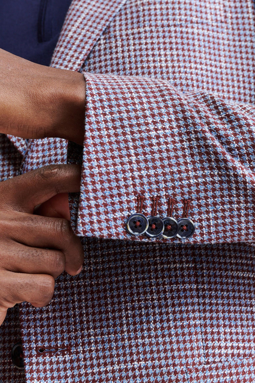 Burgundy Blue Cotton Kenton Jacket Riviera Trend — detail 1